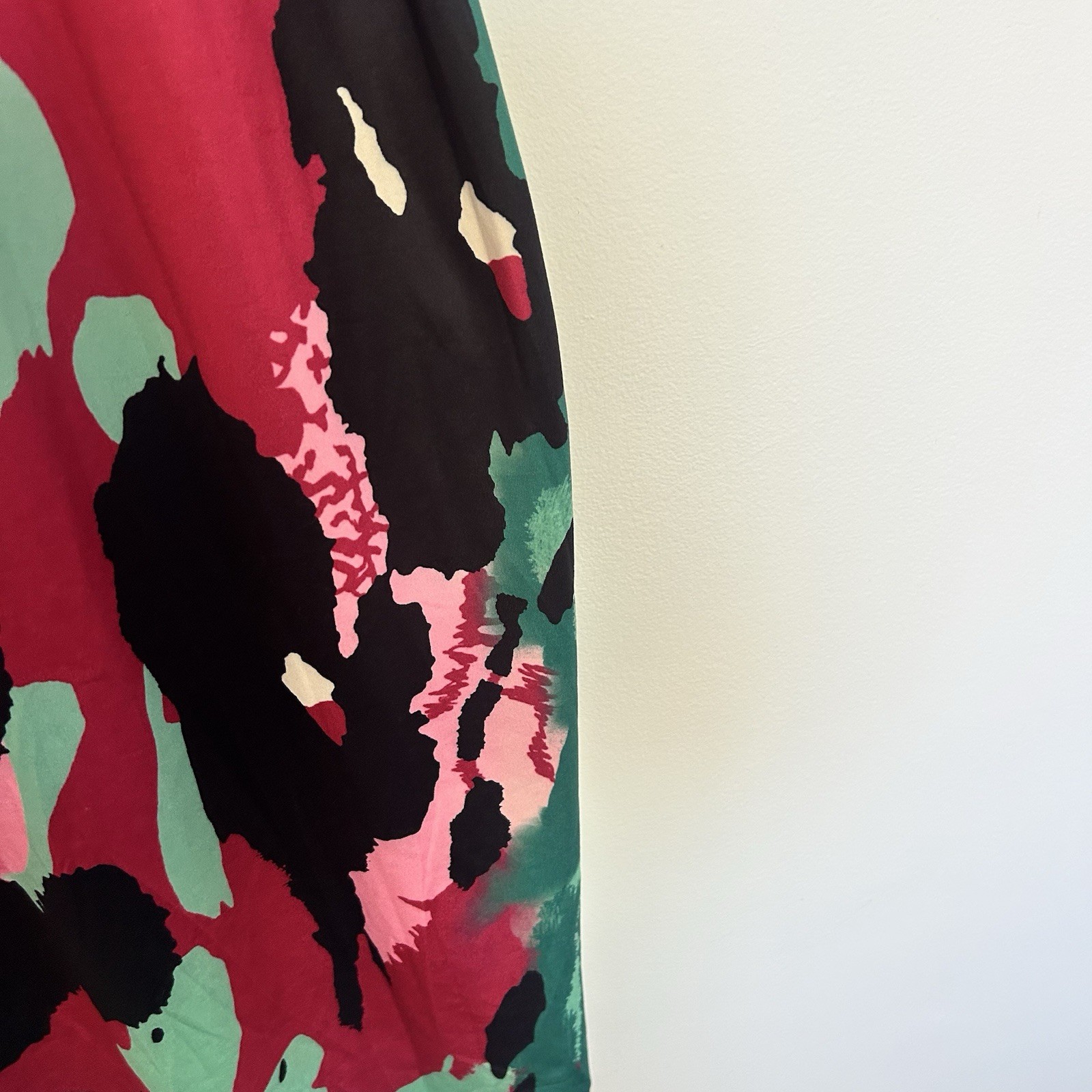 Summer Dress Womens One Size Pink Green 3/4 Sleeve Round Neck Midi Casual