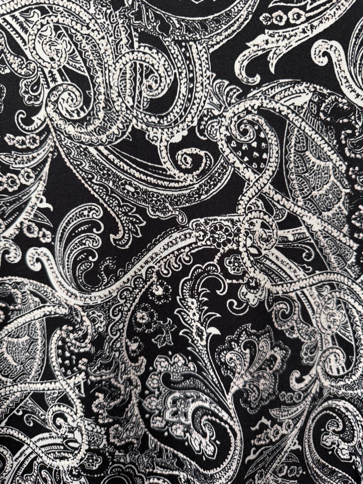 Apt 9 L Black White Paisley Shift Dress High Neck 3/4 Sleeve Pockets Modern Chic