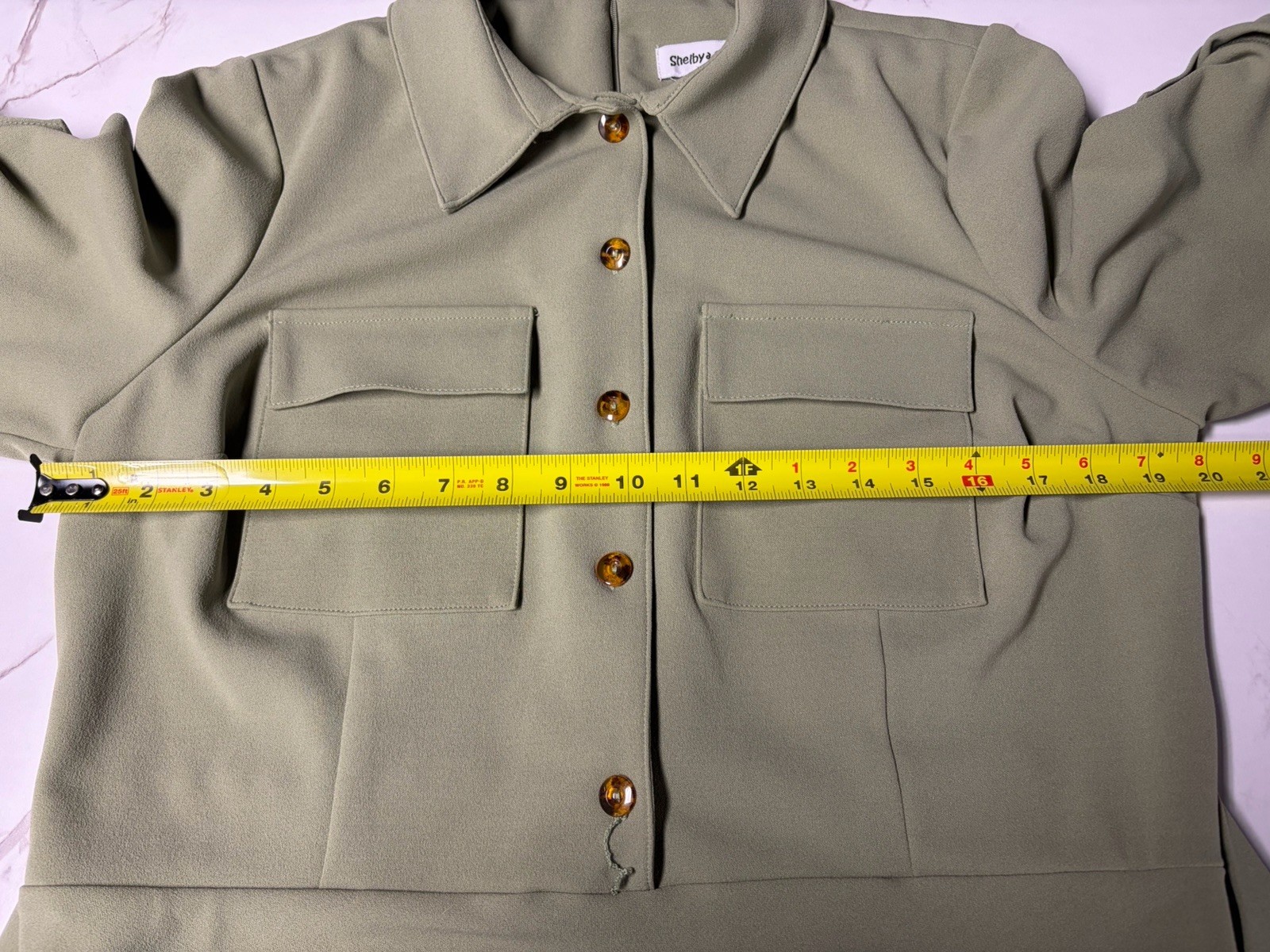 Shelby & Palmer Sage Green Utility Safari Midi Dress 16 Work Office Casual NWT