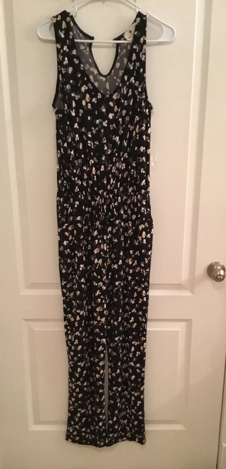 Betsey’s Boutique Shop Floral Tank Long Above Ankle Black Culottes XL