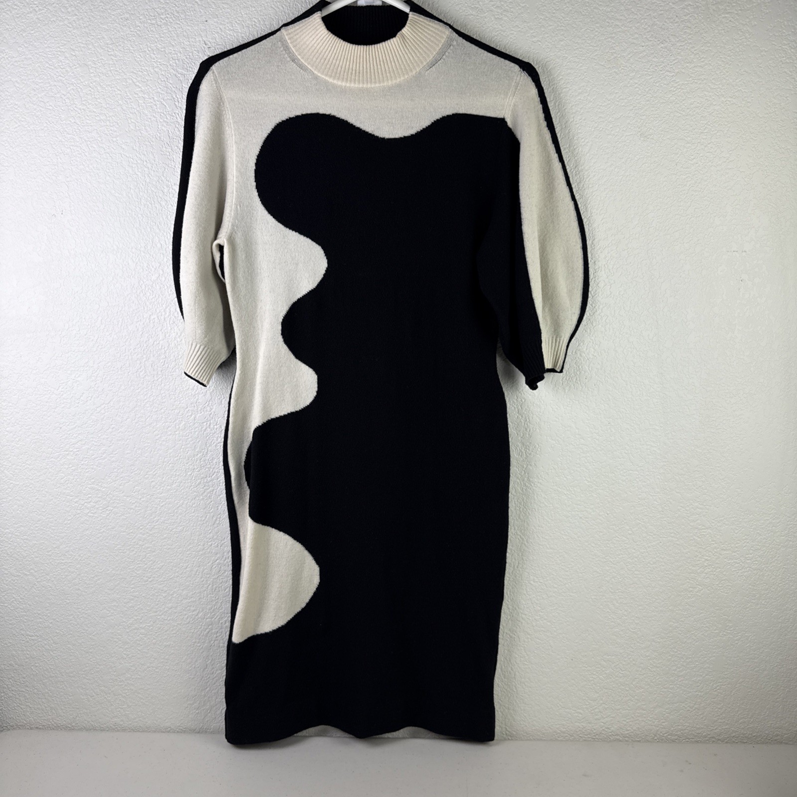 Sportmax Small Black Cream Abstract Sweaterdress No Tag – See Description