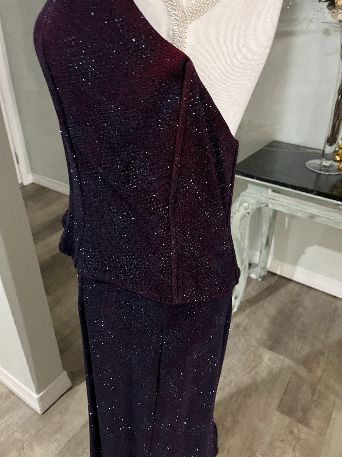 Scott McClintock Millennium 2000 Blue Halter Formal Column Dress Sparkle Sz 14