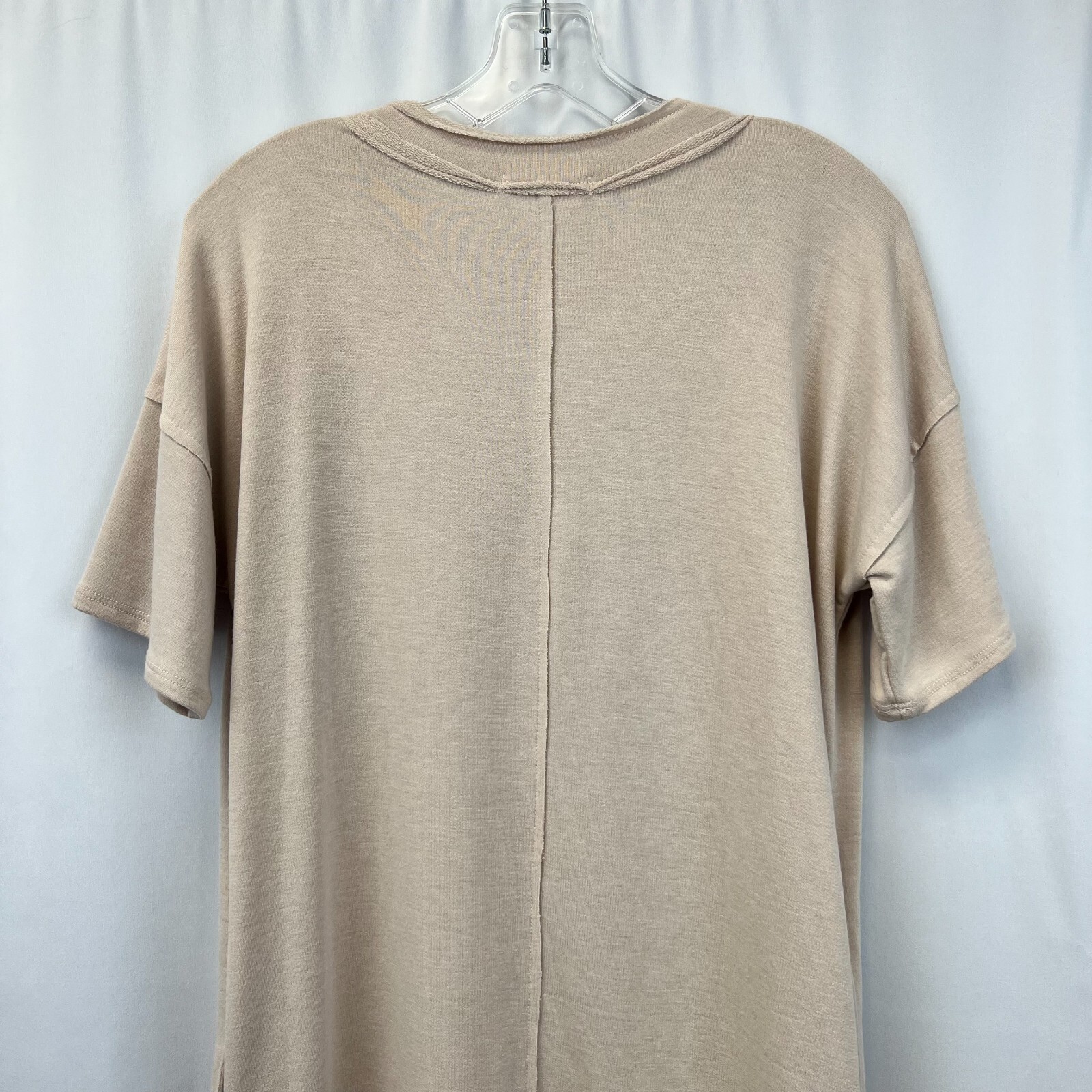 Cherish Womens Beige Short Sleeve V-Neck Pockets Short T-Shirt Dress Size Medium
