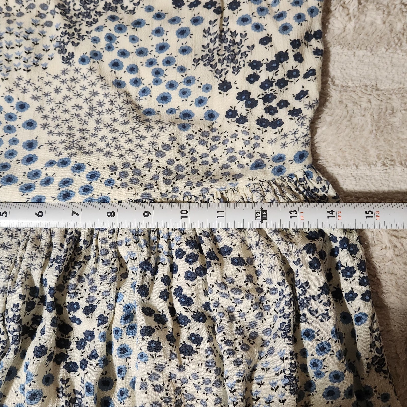 Cedar Rose Midi Dress Womens Sz S Rayon Adjustable Lined Blue Ditsy Floral