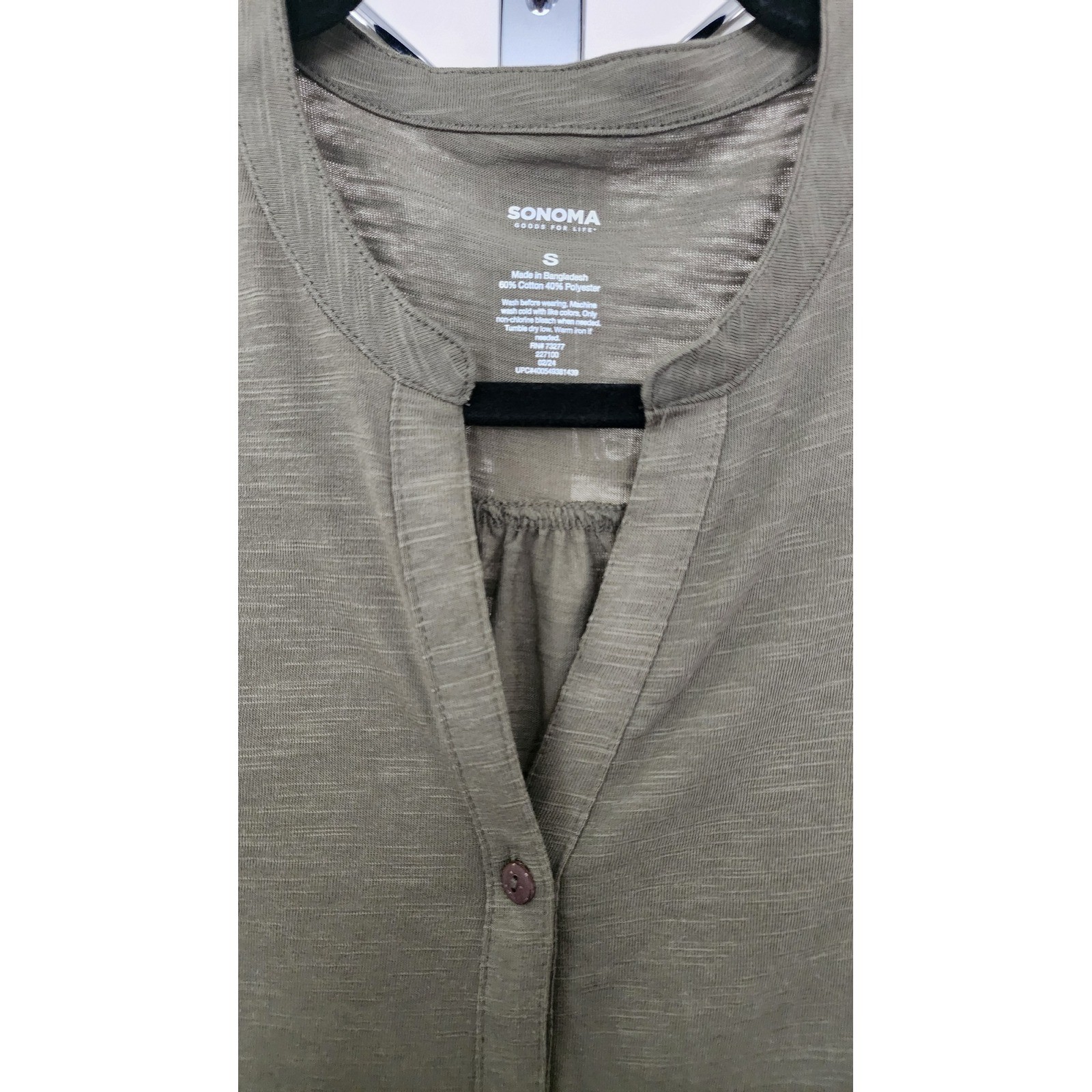 Sonoma Goods For Life Olive Green Button Front Slub Knit T-Shirt Dress Small NWT