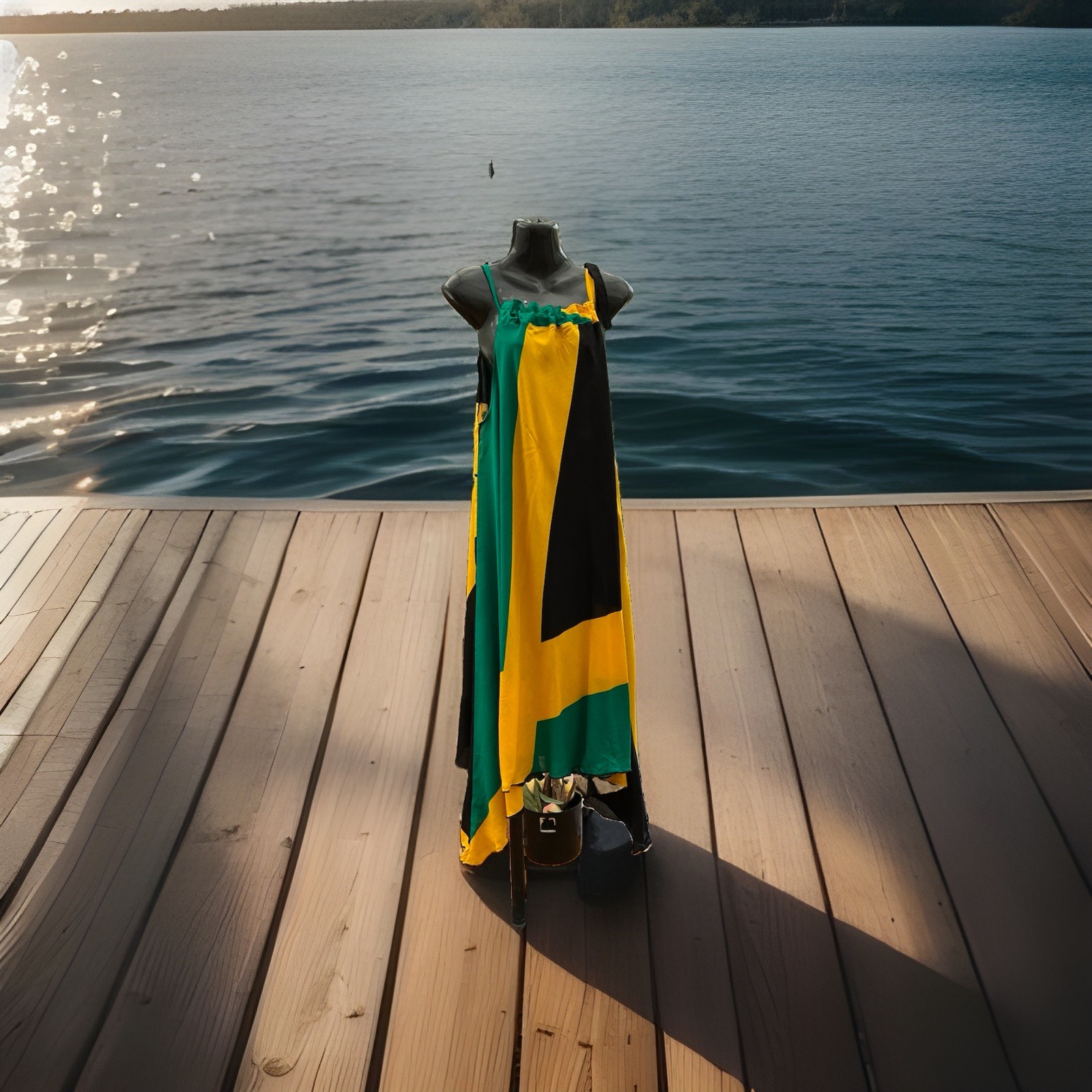 Jamaican Flag Colour Print Smock Dress……12-14