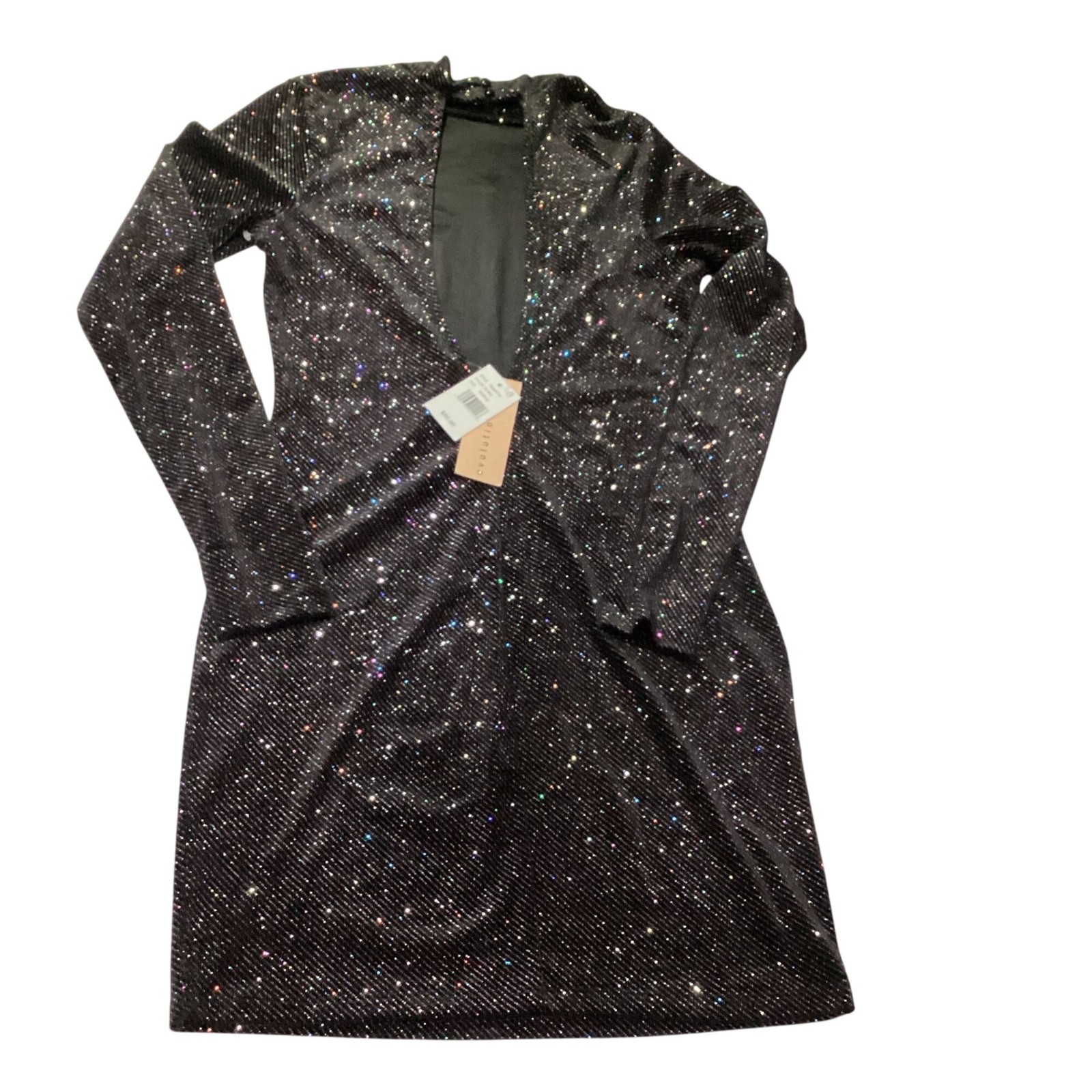 Evolutionary Mid Dress Black Sparkle Ribbed Size Med Poly Spandex Blend NWT