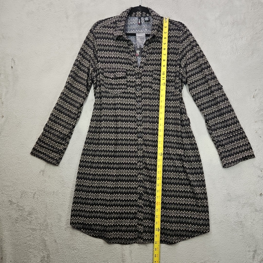 Ultra Flirt Plus Dress Long Roll Tab Slv Black w Beige Zigzag Design Sz 1X NWT