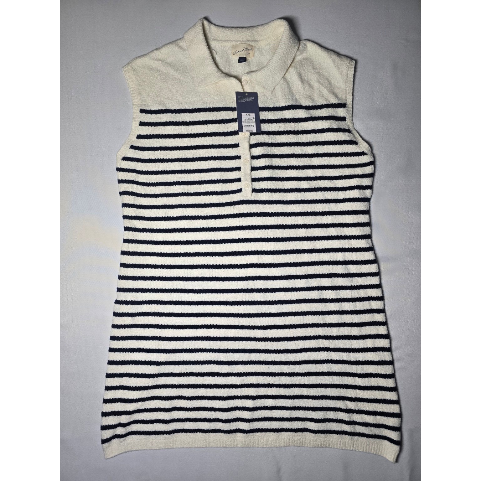 Universal Thread Navy Stripe Textured Knit Polo Sweater Dress