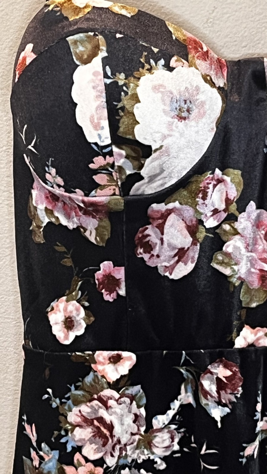 Charlotte Russe Black Floral Bustier Bodycon Midi Dress Small