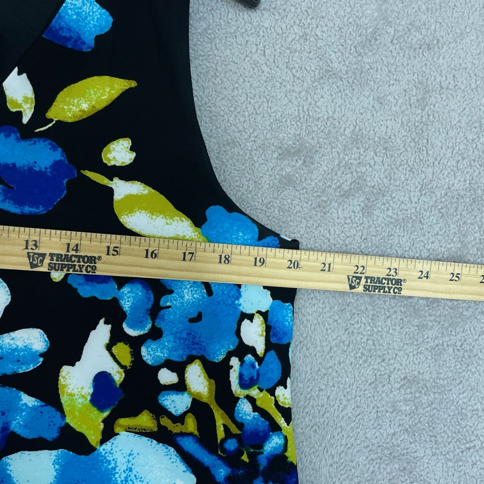 NWT Anne Klein Women’s L Blue Stretch Floral Sleeveless Knee Dress Multi B1414