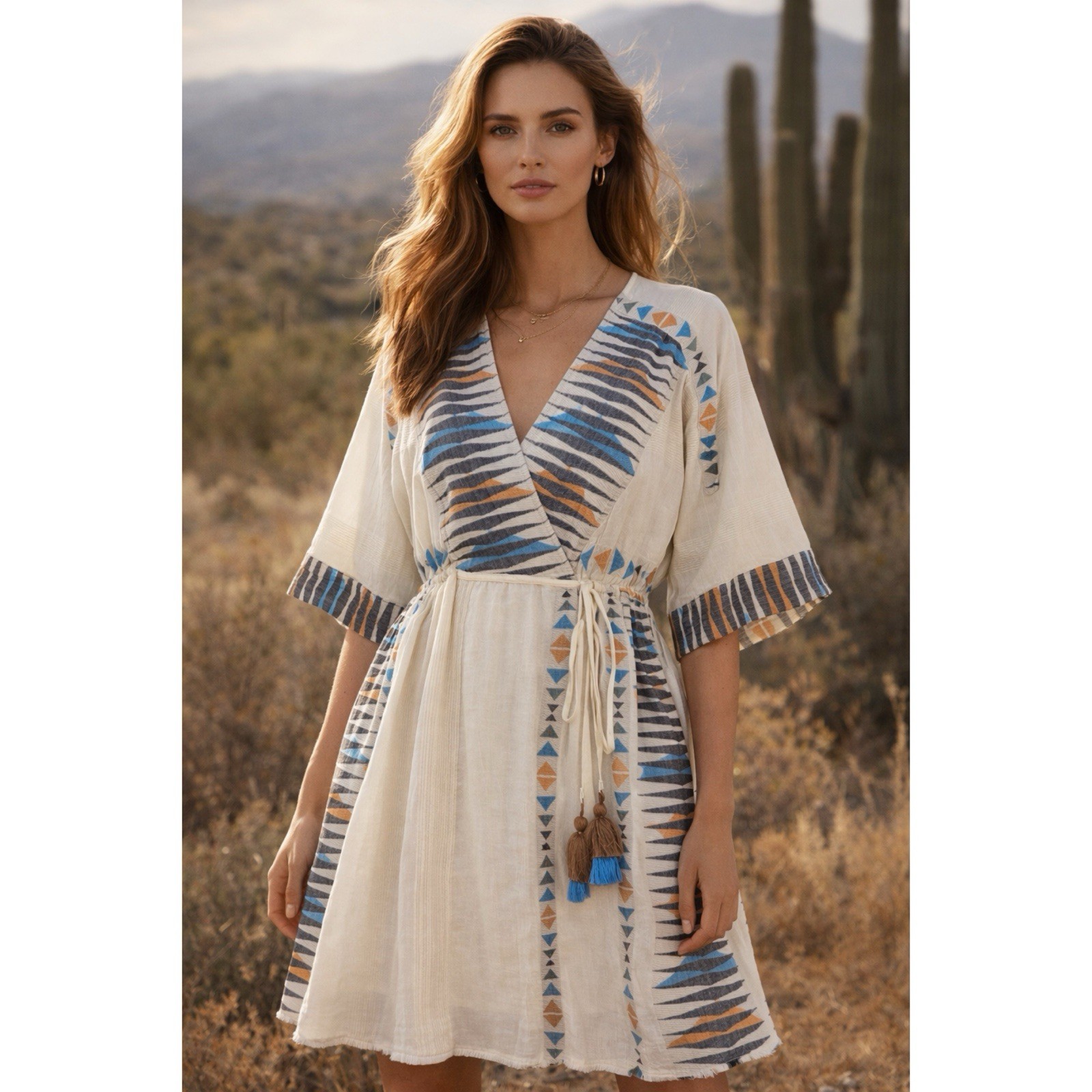 Devotion Twins Pandora Bohemian Boho White Wrap Dress S