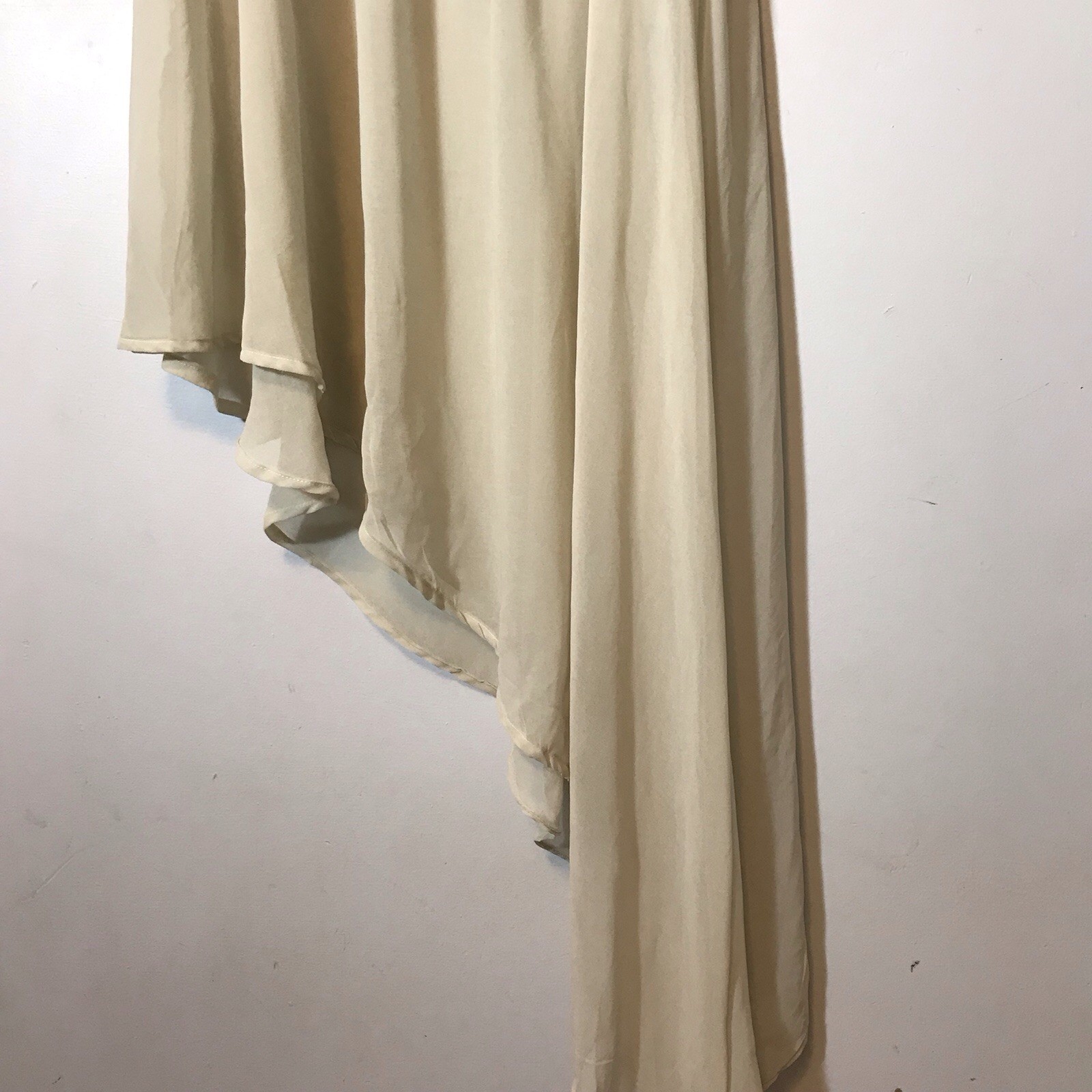 Vintage Y2K Sheer Gypsy Coquette Flowy Smocked Bodice Asymmetrical Off White XL