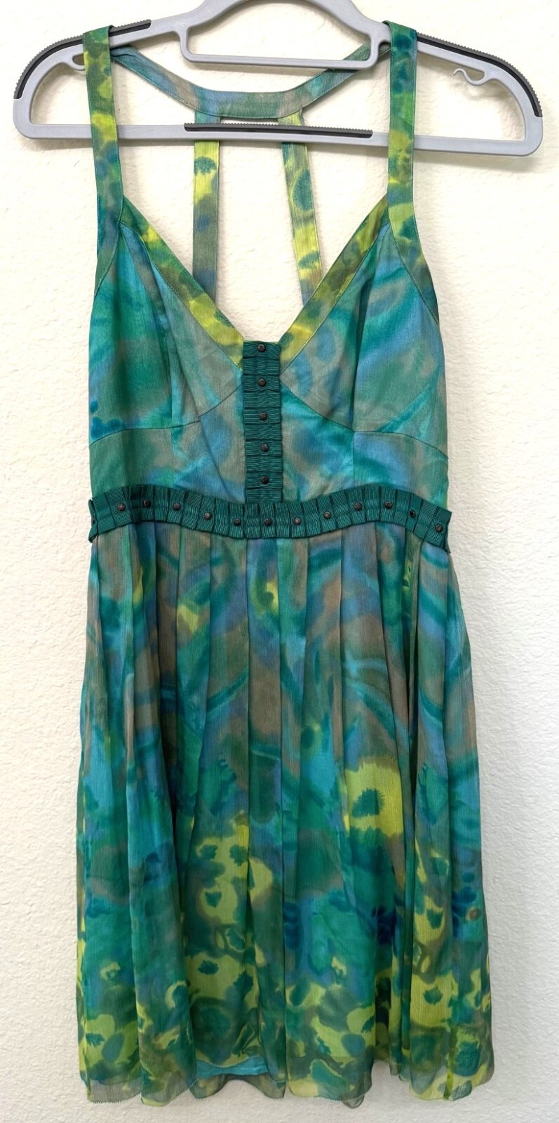 Plenty Frock by Tracy Reese Abstract Print Silk Swing Dress Green Multi Size 6