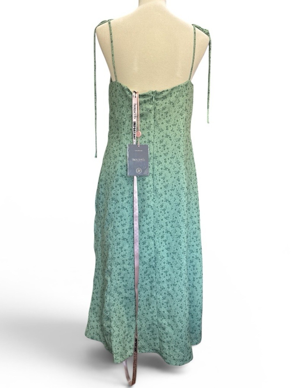 House of CB Mint Green Floral Tie-Strap Midi Dress