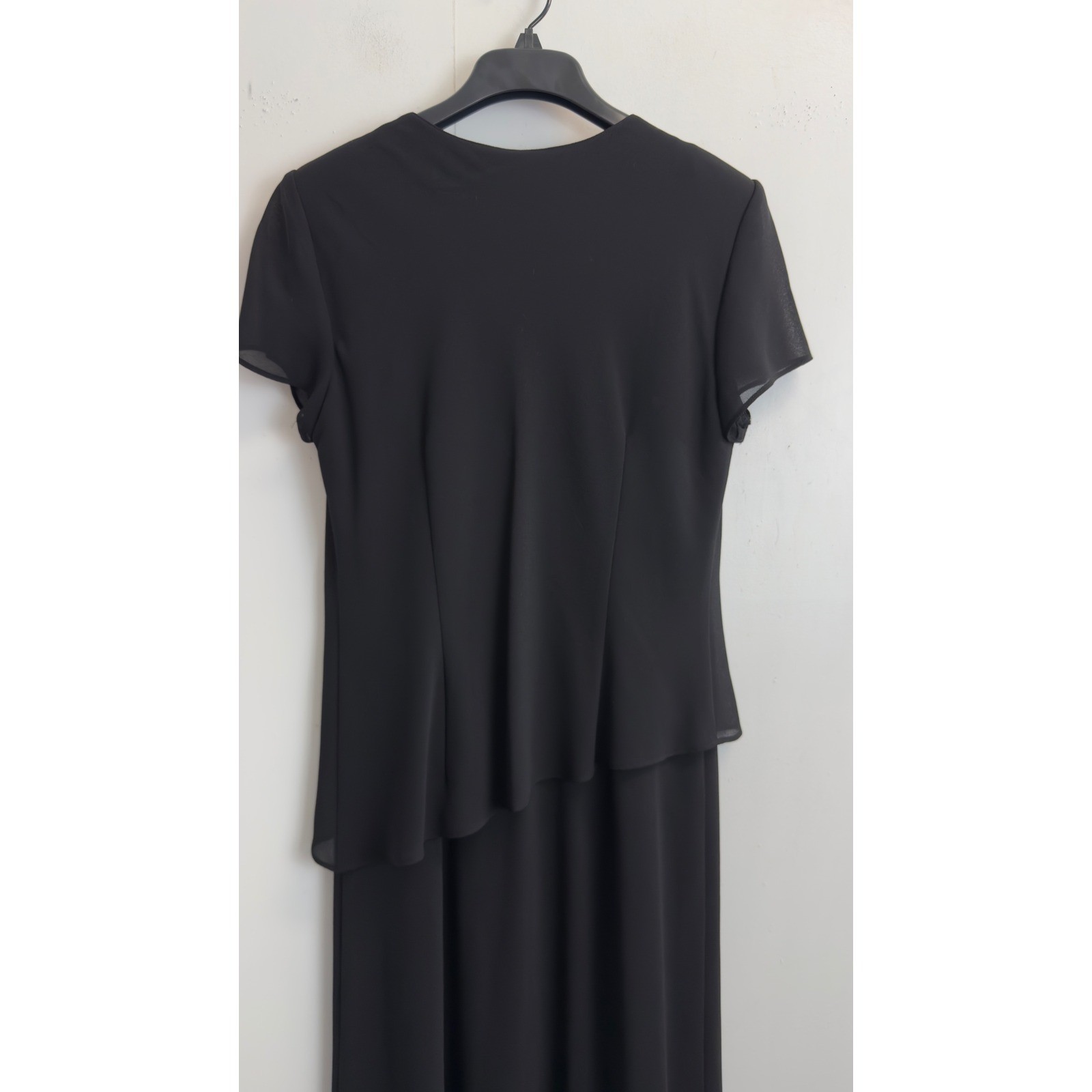 Positive Attitude Womens Black Beaded Bow Midi Dress Mock Two Piece Size 12