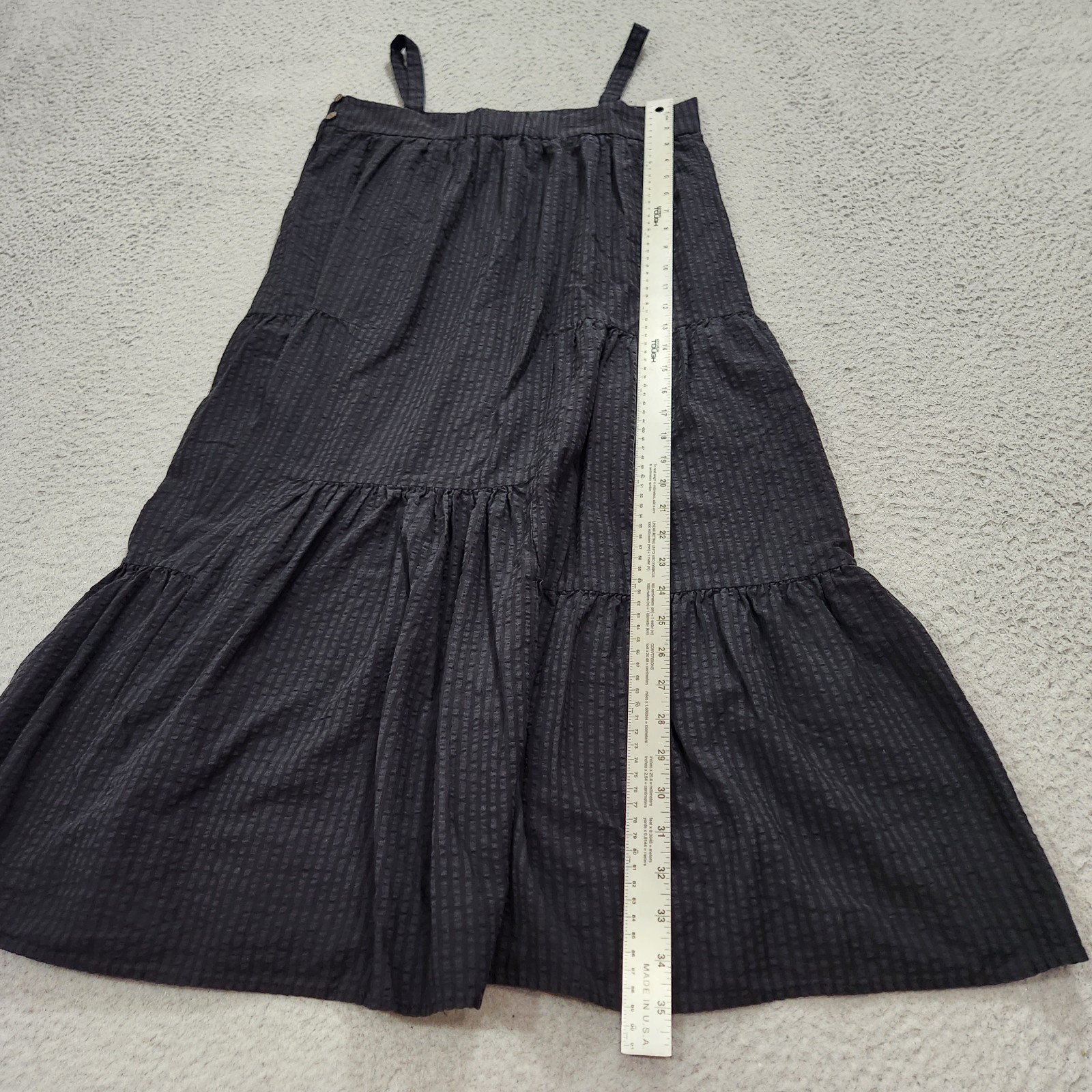 Jenni Kayne Dress Womens Extra Small Black Seersucker Sundress Lightweight Lined