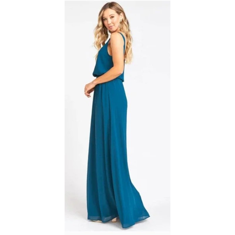 Show Me Your Mumu Kendall Chiffon Maxi Dress Medium, Deep Jade Dark Green Formal