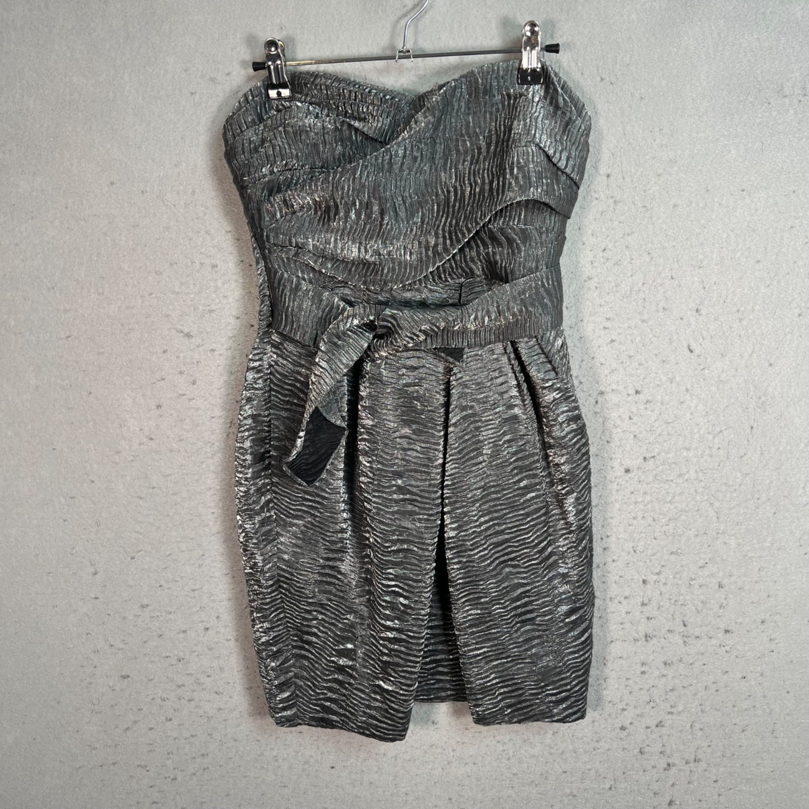 BCBG Generation Womens Size 0 Strapless Metallic Textured Mini Dress