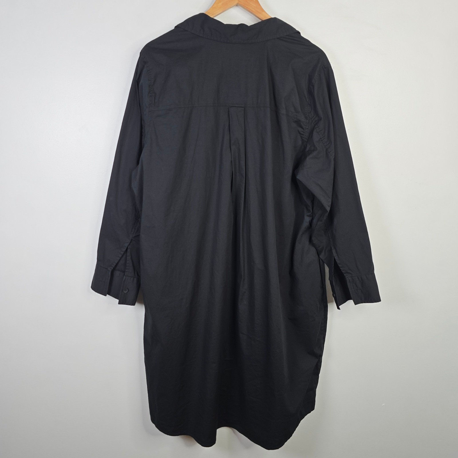 Universal Standard Black Cotton Stretch Button Front Shirt Dress Size M 2XL