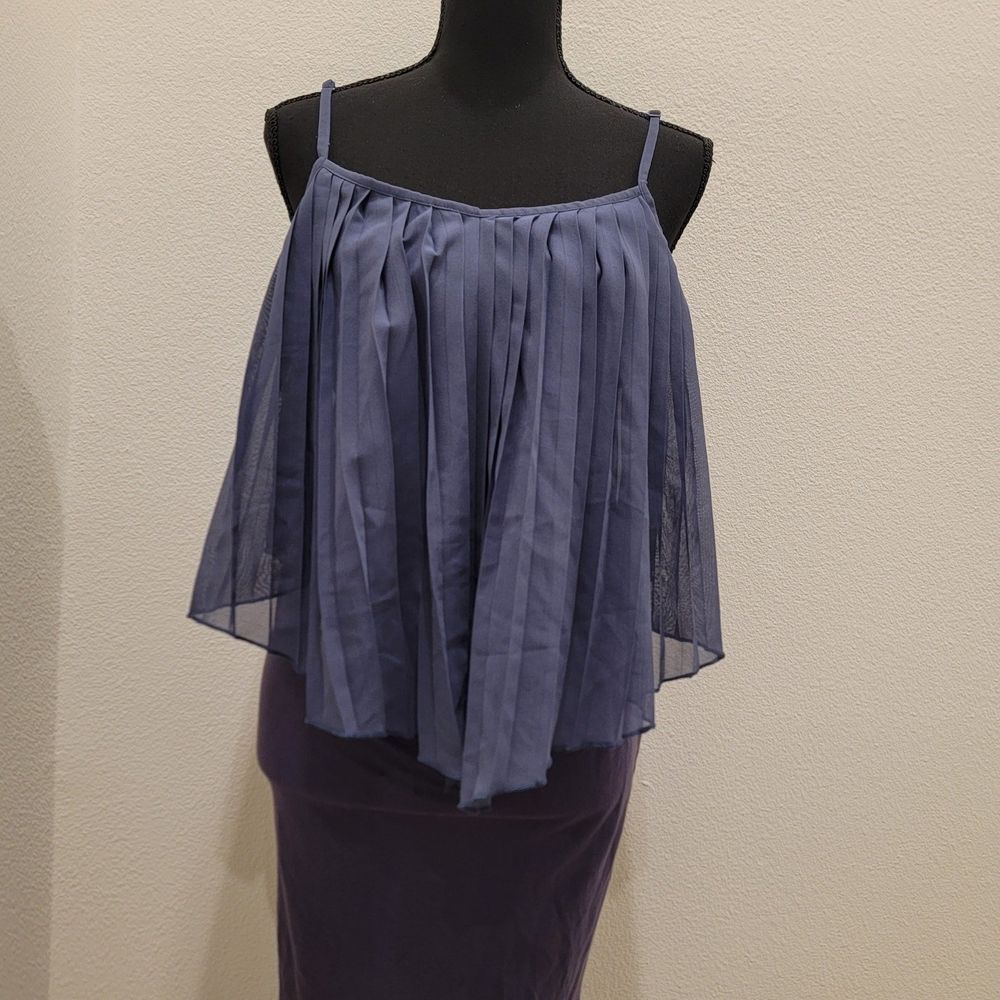 RVCA Pleated Overlay Maxi Dress Adjustable Strap Boho Summer Small Festival