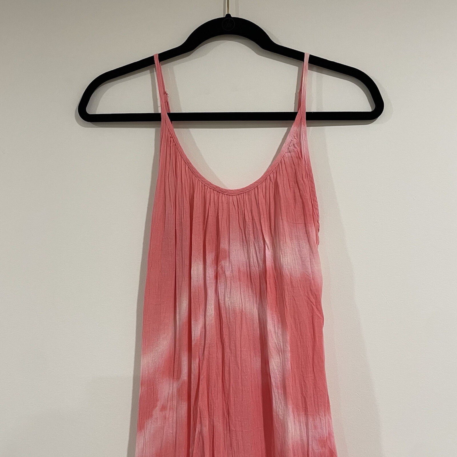 Love Tanjane pink and white tie dye 100% cotton maxi dress size small ruffle hem