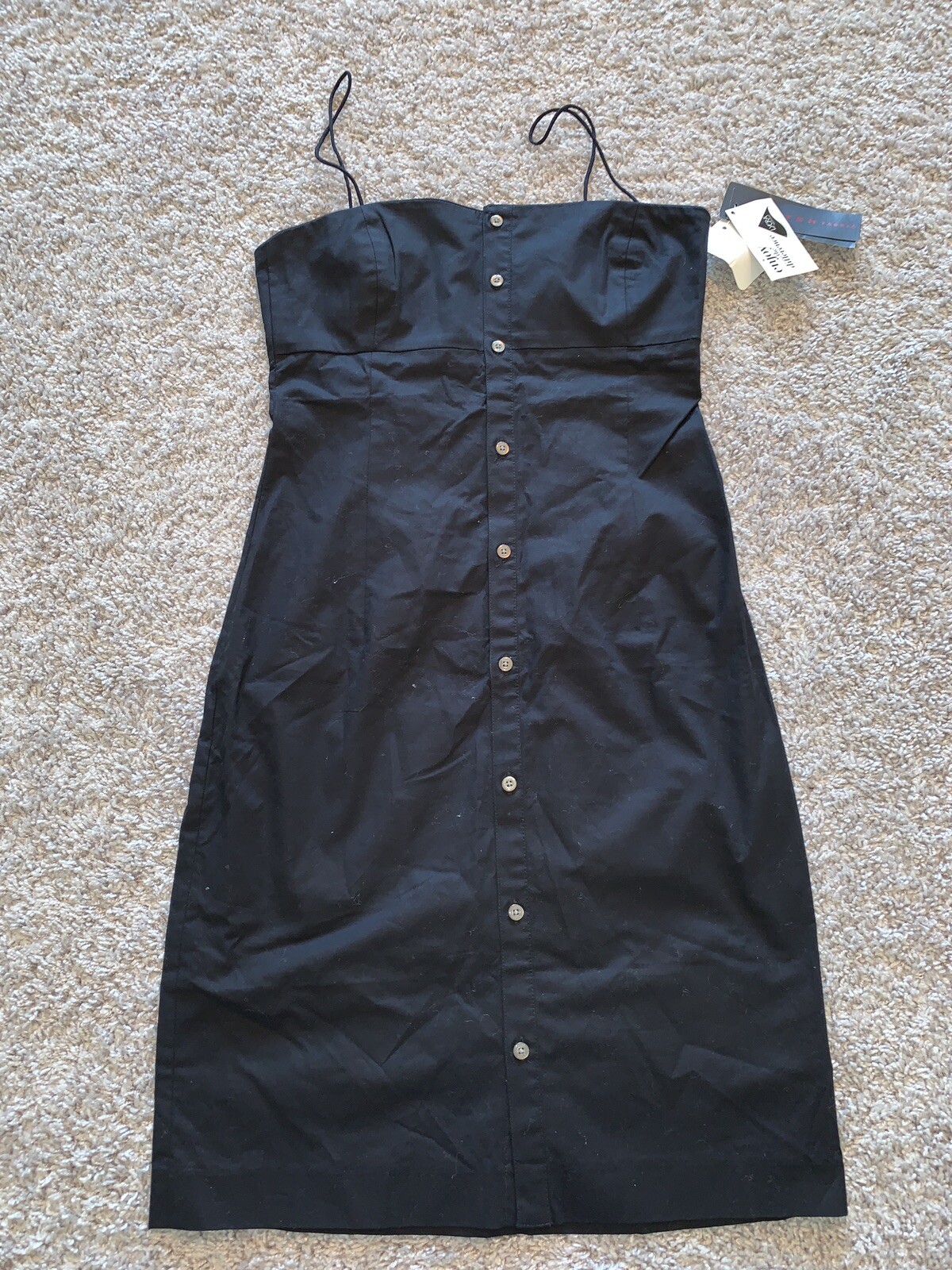 NWT Lauren Ralph Lauren Black LBD Chic Button Logo Dress Sz 0 SOLDOUT Vintage