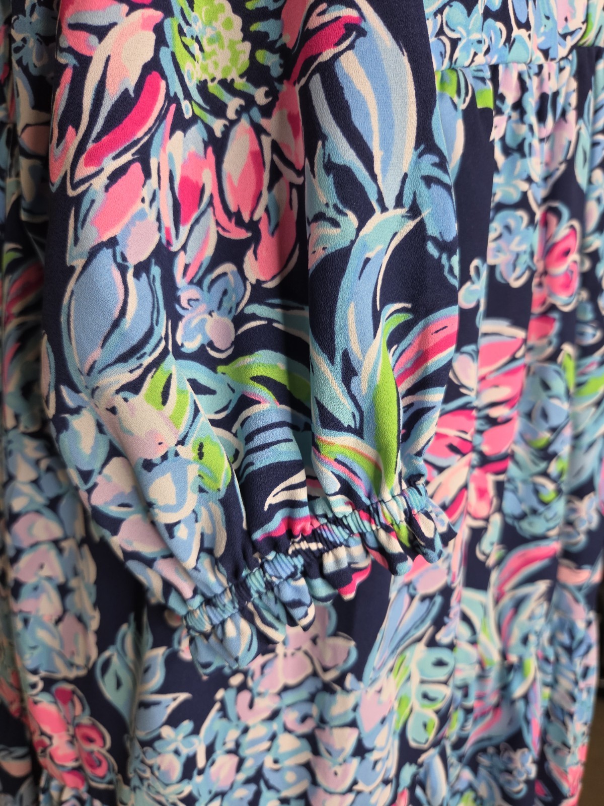 Lilly Pulitzer Winona Stretch Dress Navy Pineapple Paradise Size S
