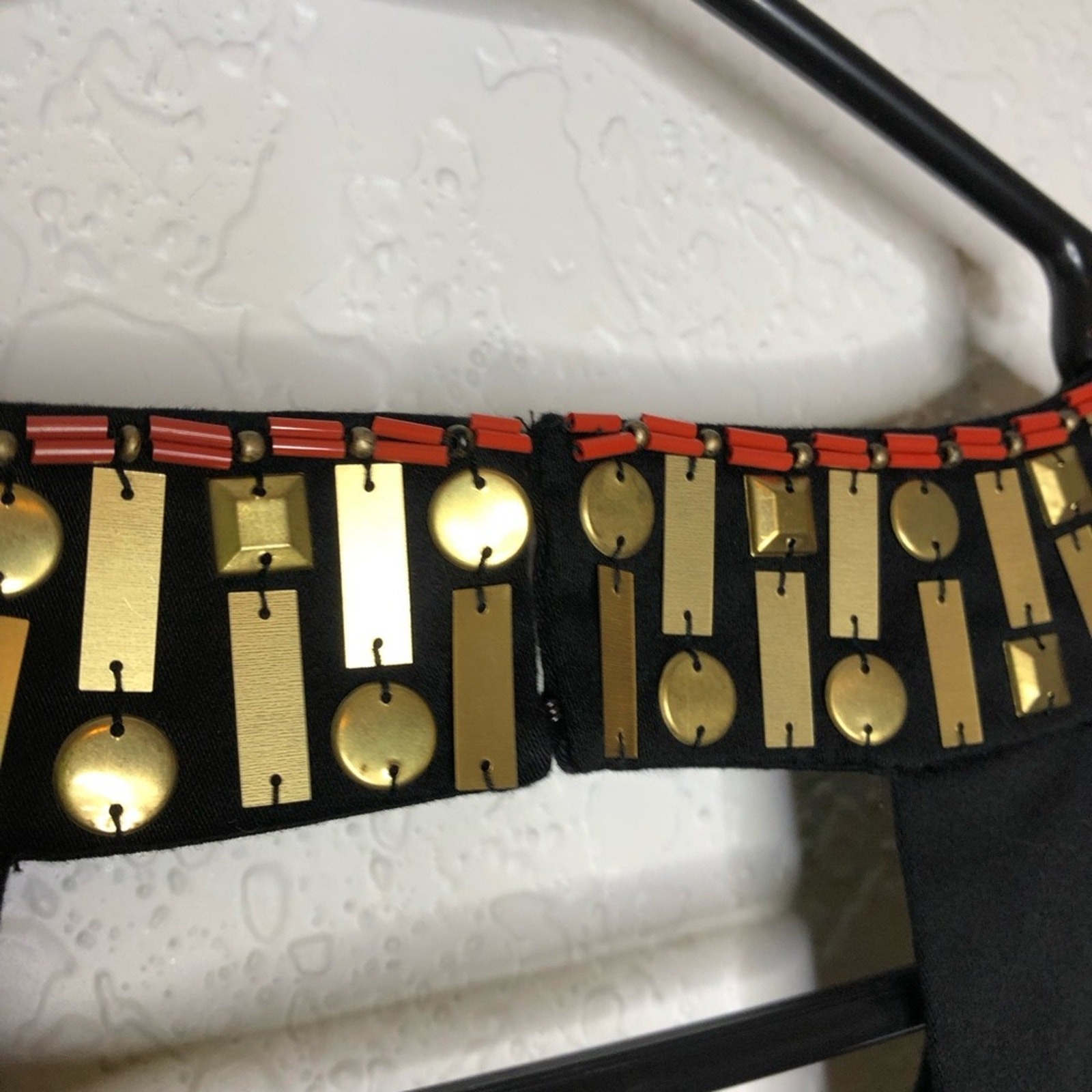 Boston Proper black gold red beaded sleeveless sheath dress size 4