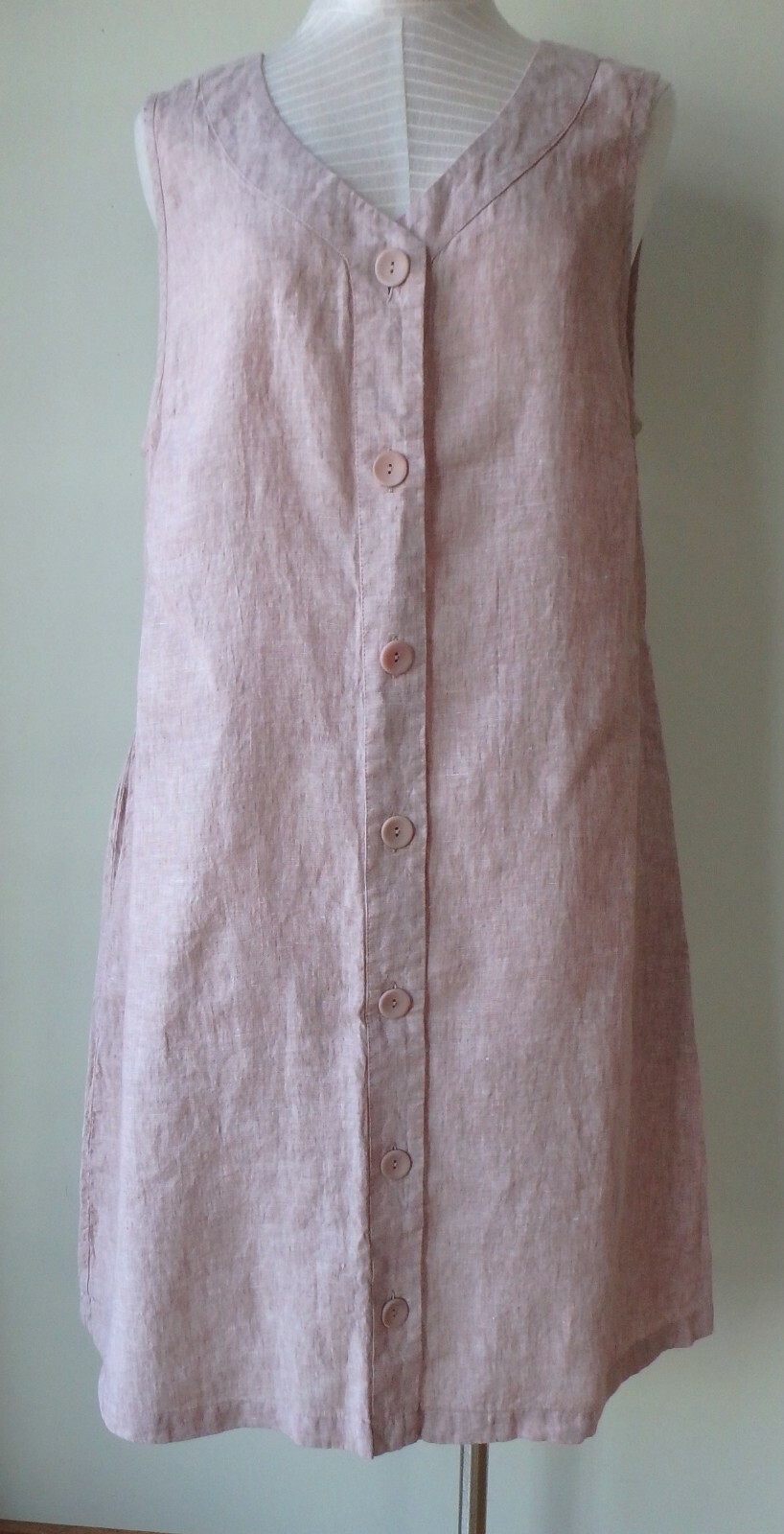 FLAX Designs LINEN Damsel DRESS M & L NWT Blush Yarn Dye