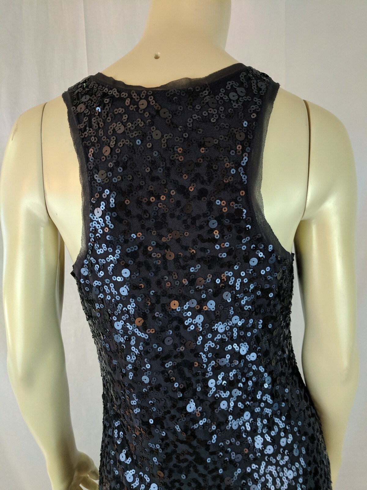 Max Studio Dress M Gray Sequin TAnk Lined Nylon Poly Spandex Stretch Knit