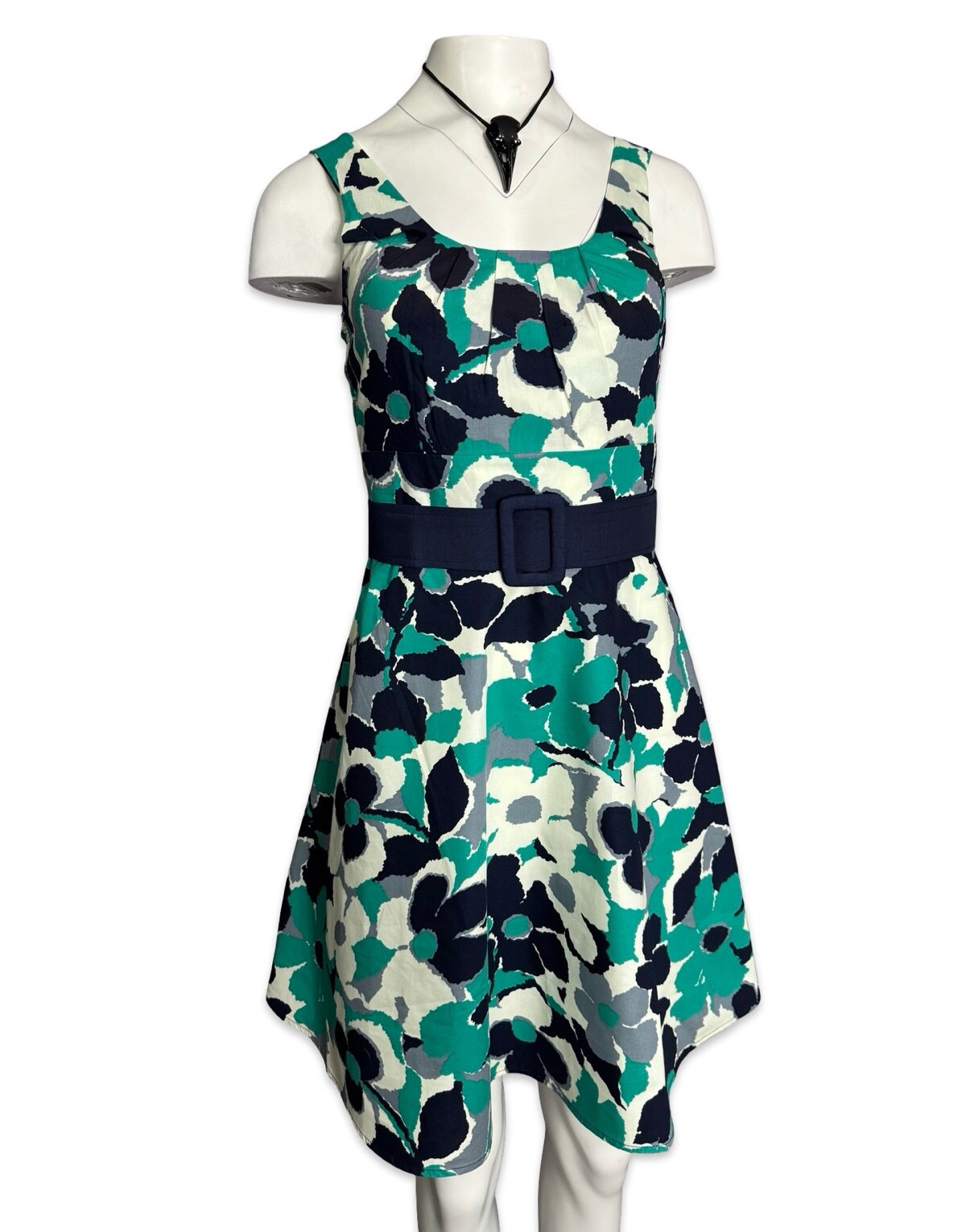VOODOO VIXEN RETRO PIN UP 50s ARISA WATER COLOR FLOWER FLARE BLUE DRESS DRA2383