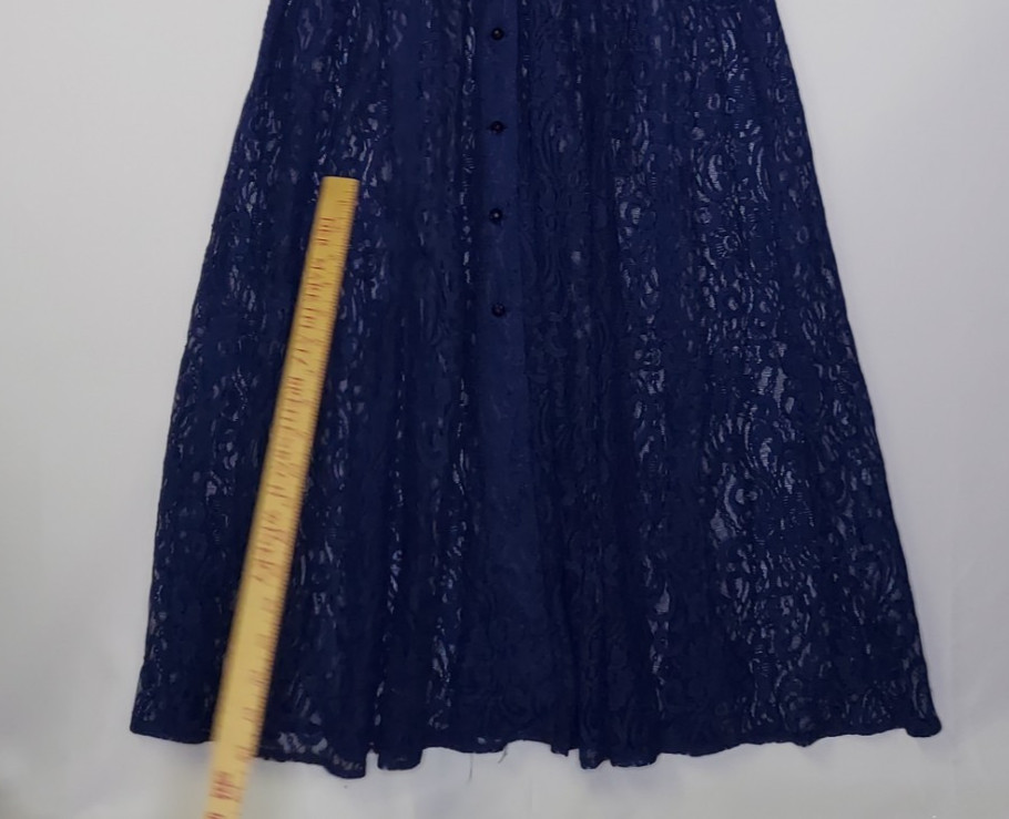 All That Jazz 90s Lace Dress 9/10 Button Sheer Navy Empire Maxi Whimsigoth Prom