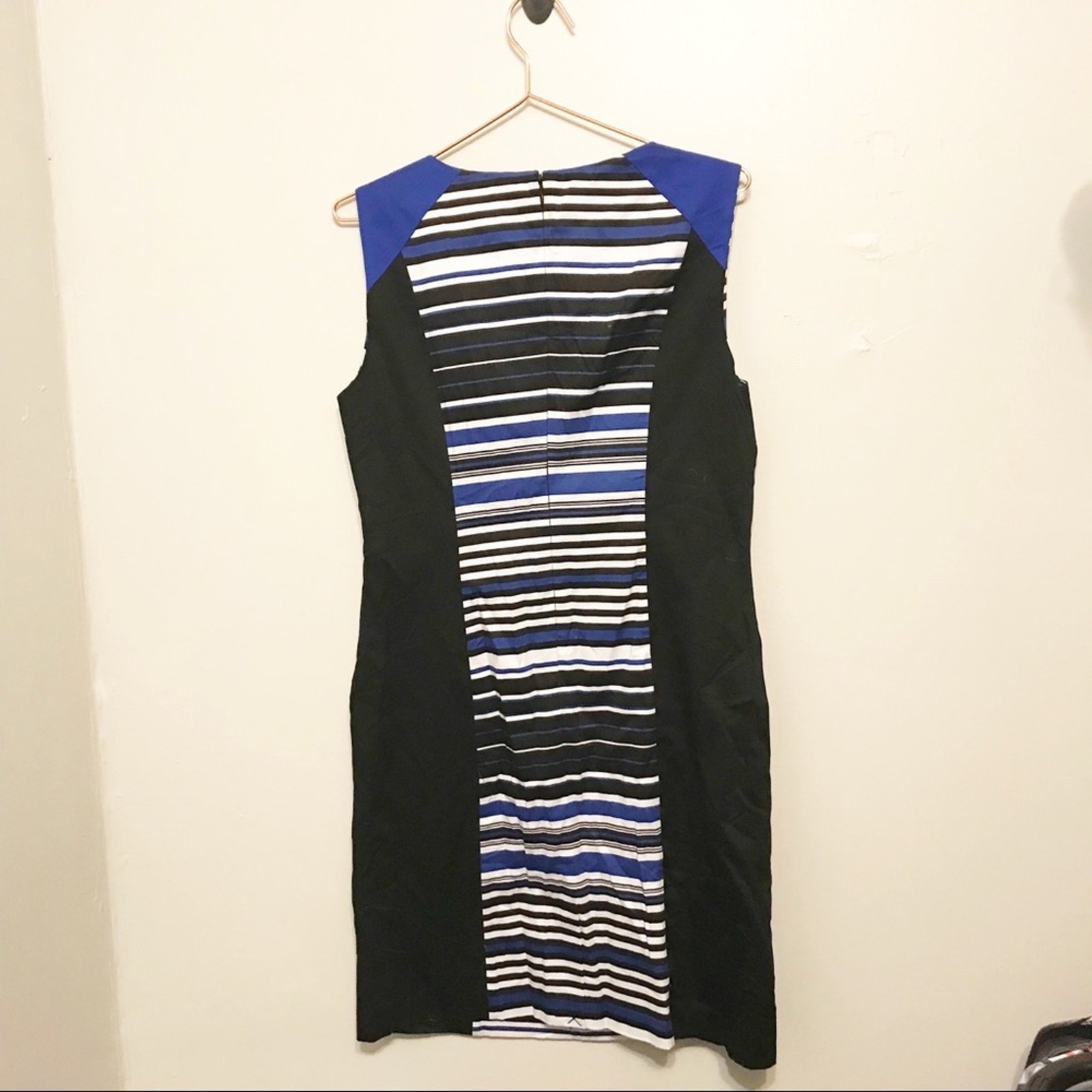 Spense NWT black and blue striped flattering style career dress size 10