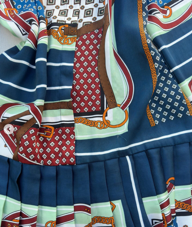 ZARA PATCHWORK SCARF PRINT PLEATED SHORT DRESS MULTICOLOR sz S
