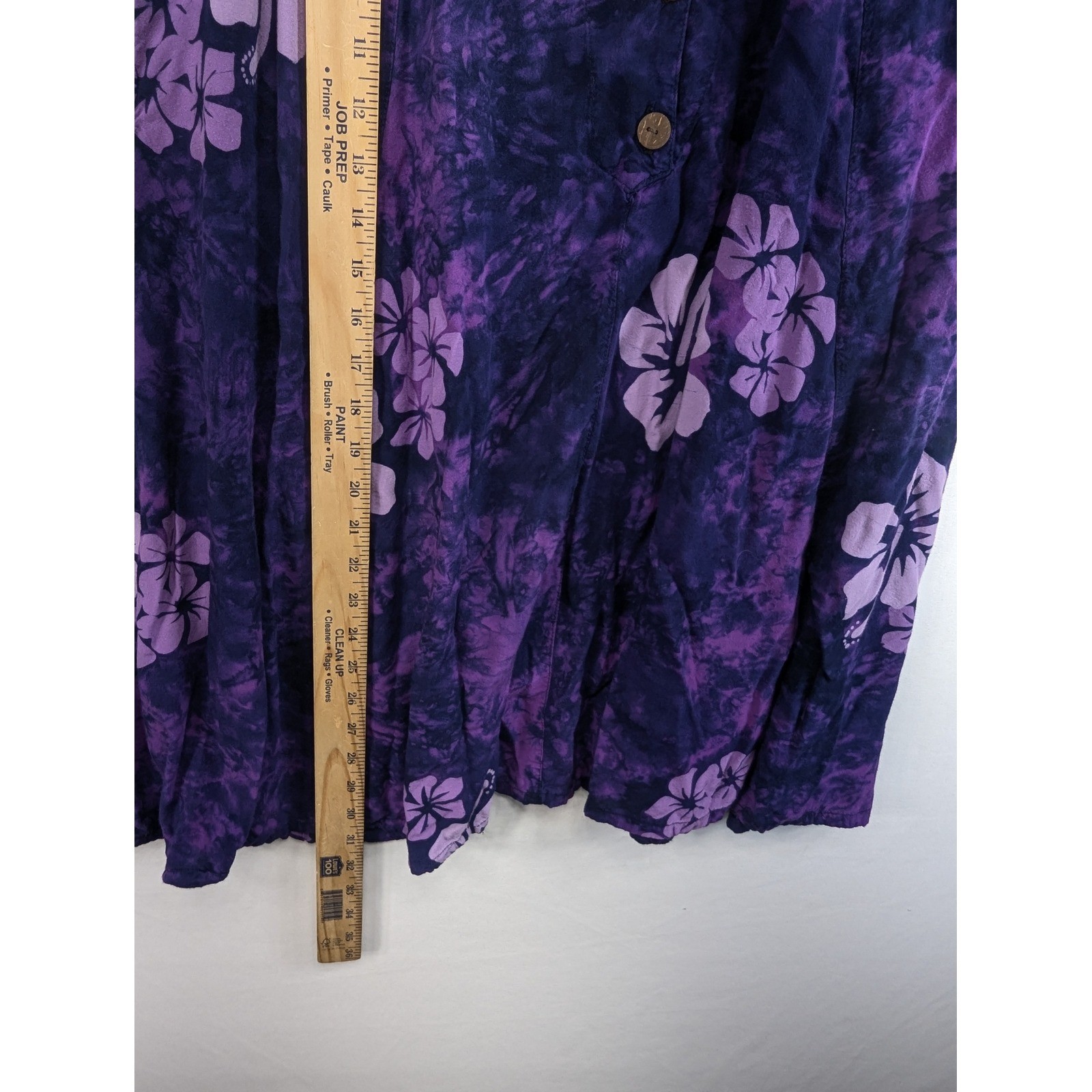 NaPua Collection Honolulu Purple Tie Dye Hibiscus Floral Button Dress XL Hawaii
