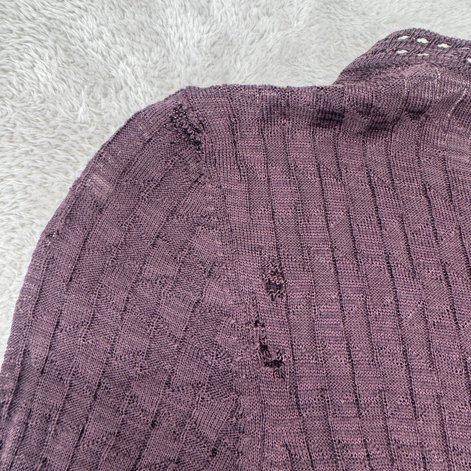Vintage M Missoni Fit & Flare Sweater Dress Womens 40/4 Purple Flaws Cable Knit
