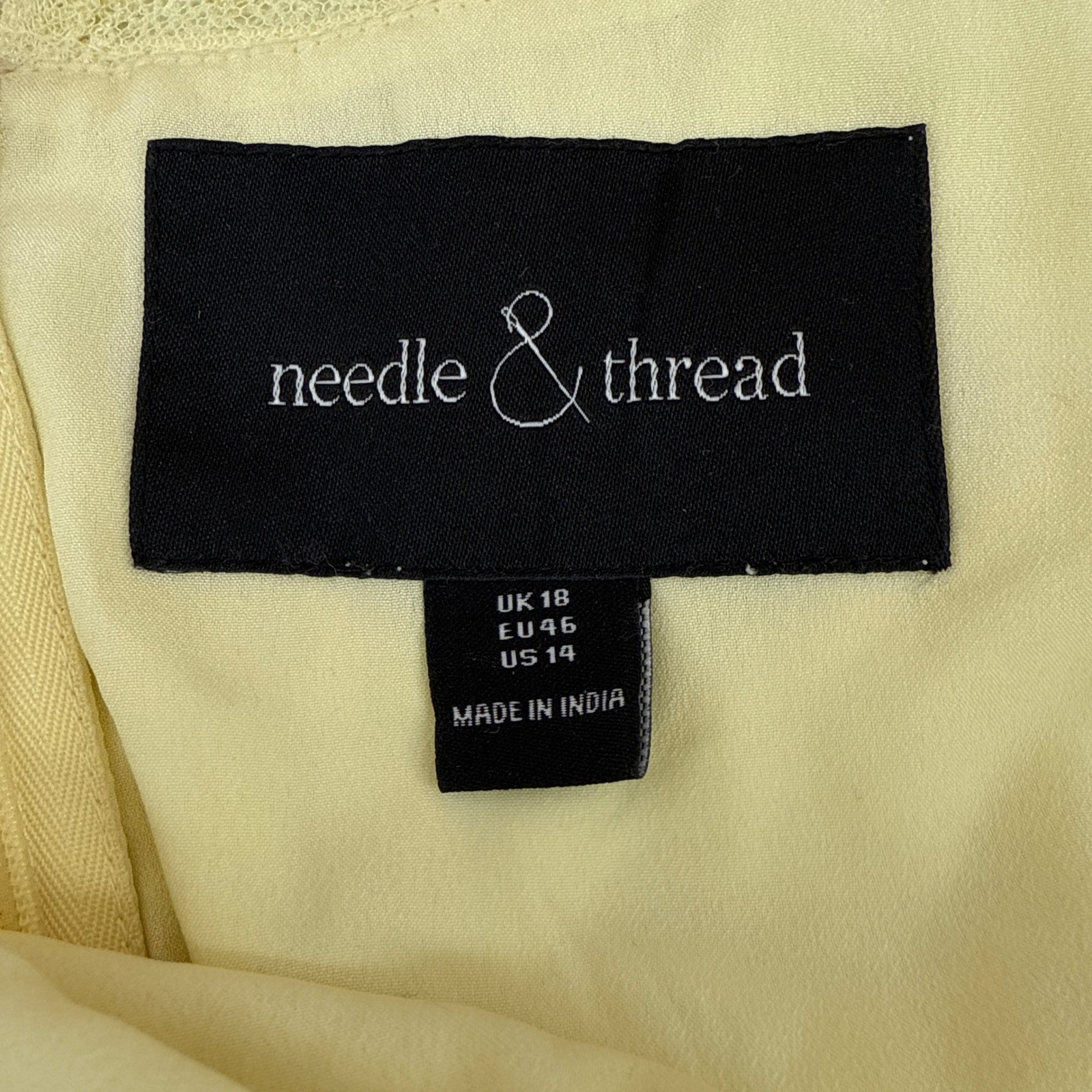 Needle & Thread Sweetheart Lace Embroidered Gown Flounce Sleeve Size 14 Yellow