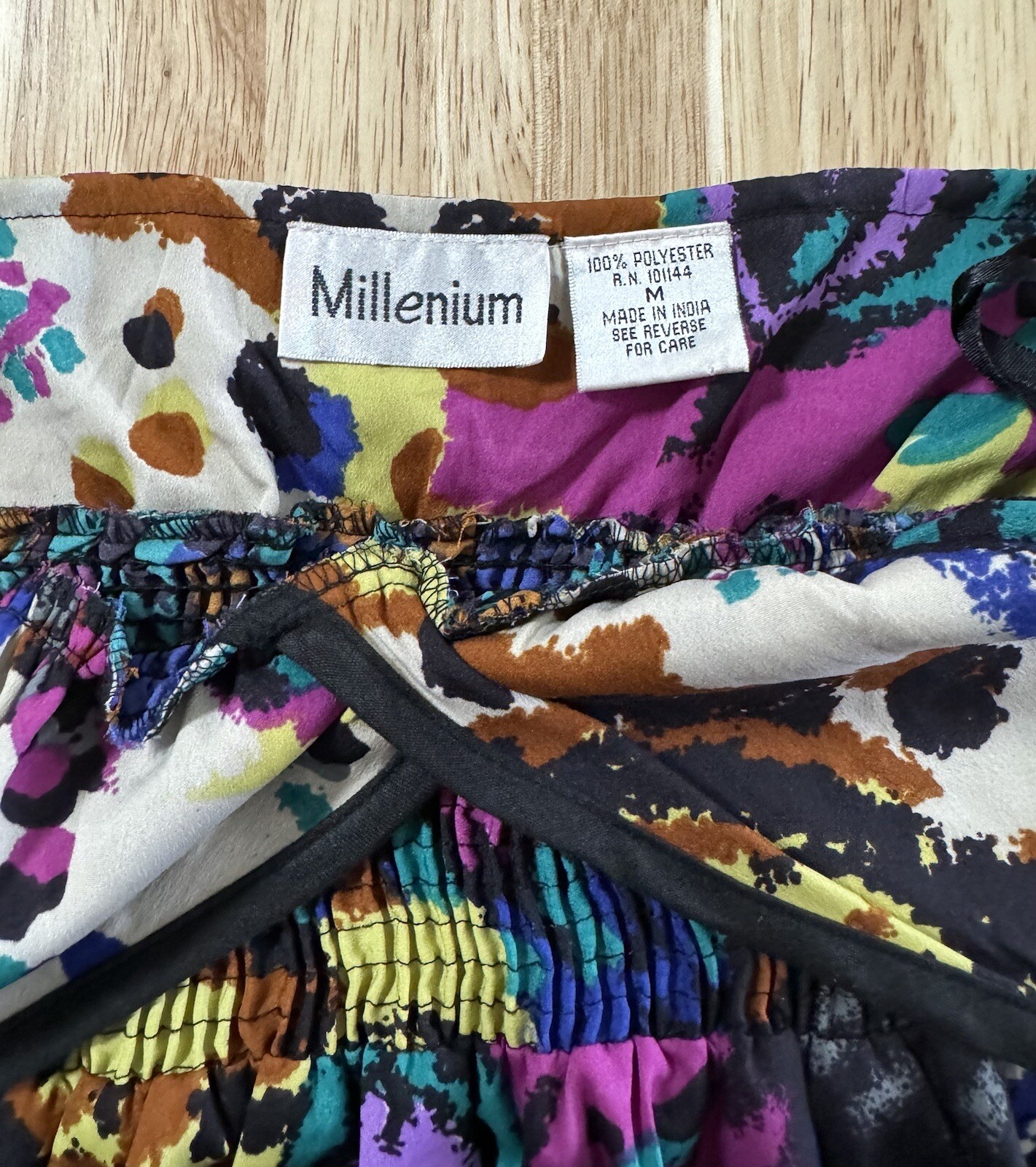Vintage Millennium Halter Maxi Dress Black Animal Print Stretch Geometric Y2K M