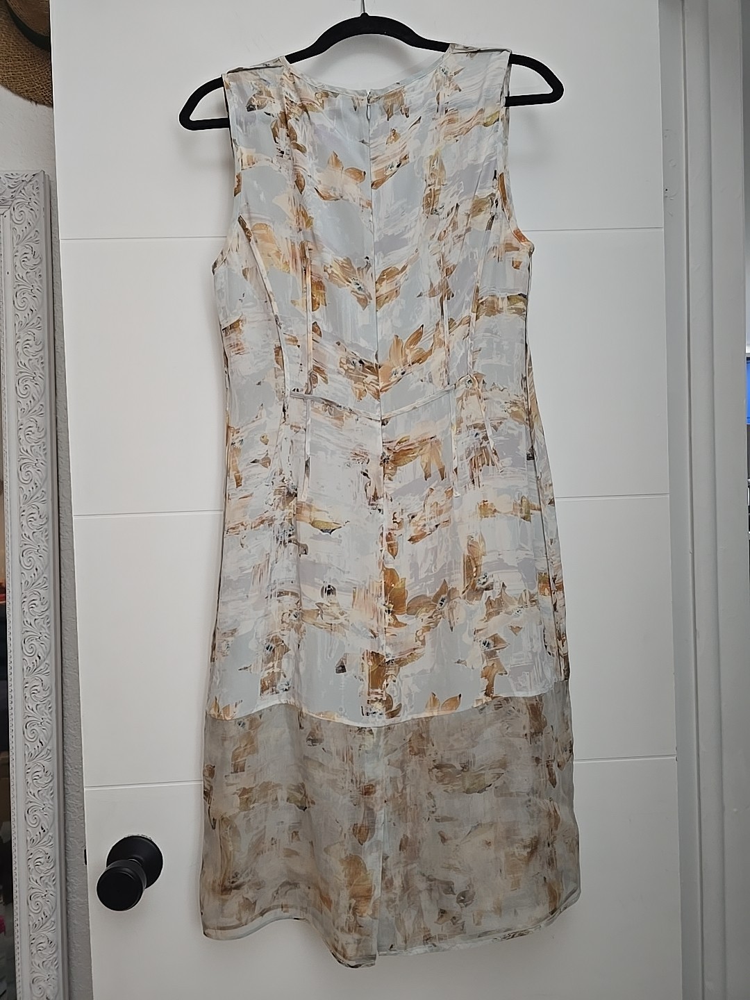AllSaints Fleur Check Dress 100%Silk Abstract Floral Sleeveless Shift EU42 US 10