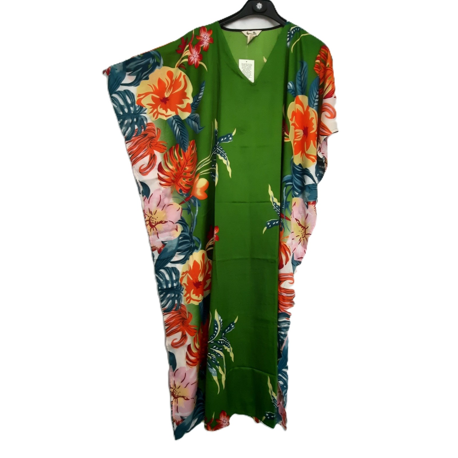 Gypsie Blu Caftan Long Dress One Size green orange blue floral Plus 3X 2X 1X NEW