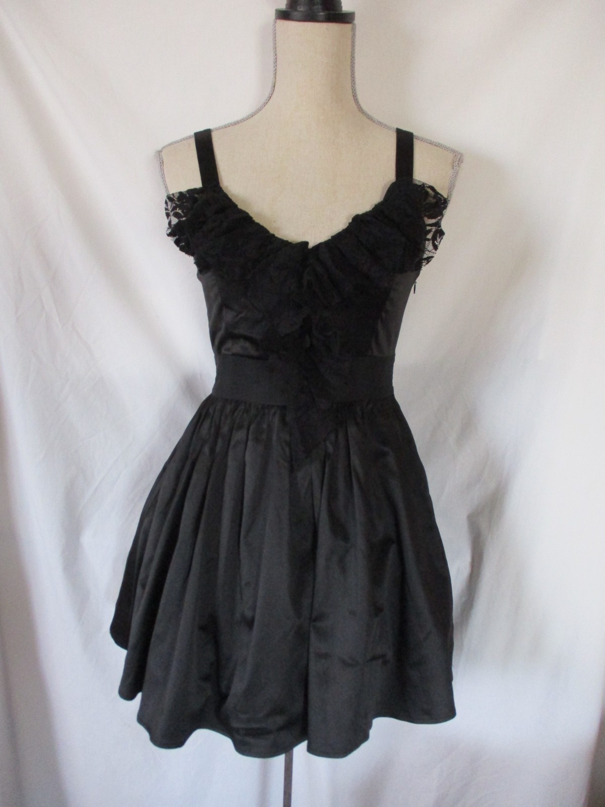 FOREVER 21 Y2K vintage Black Tutu Party Dress Jr S Tulle petticoat satin & lace