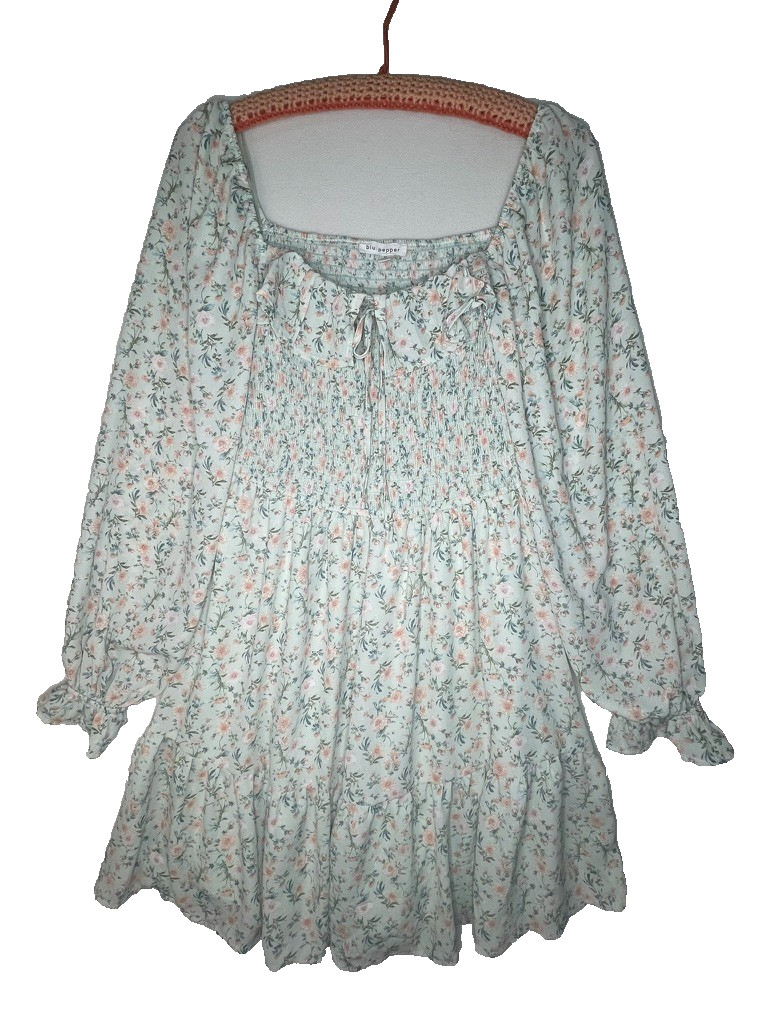 Blu Pepper Sage green floral dress women’s large NWT midi cottage cozy boho