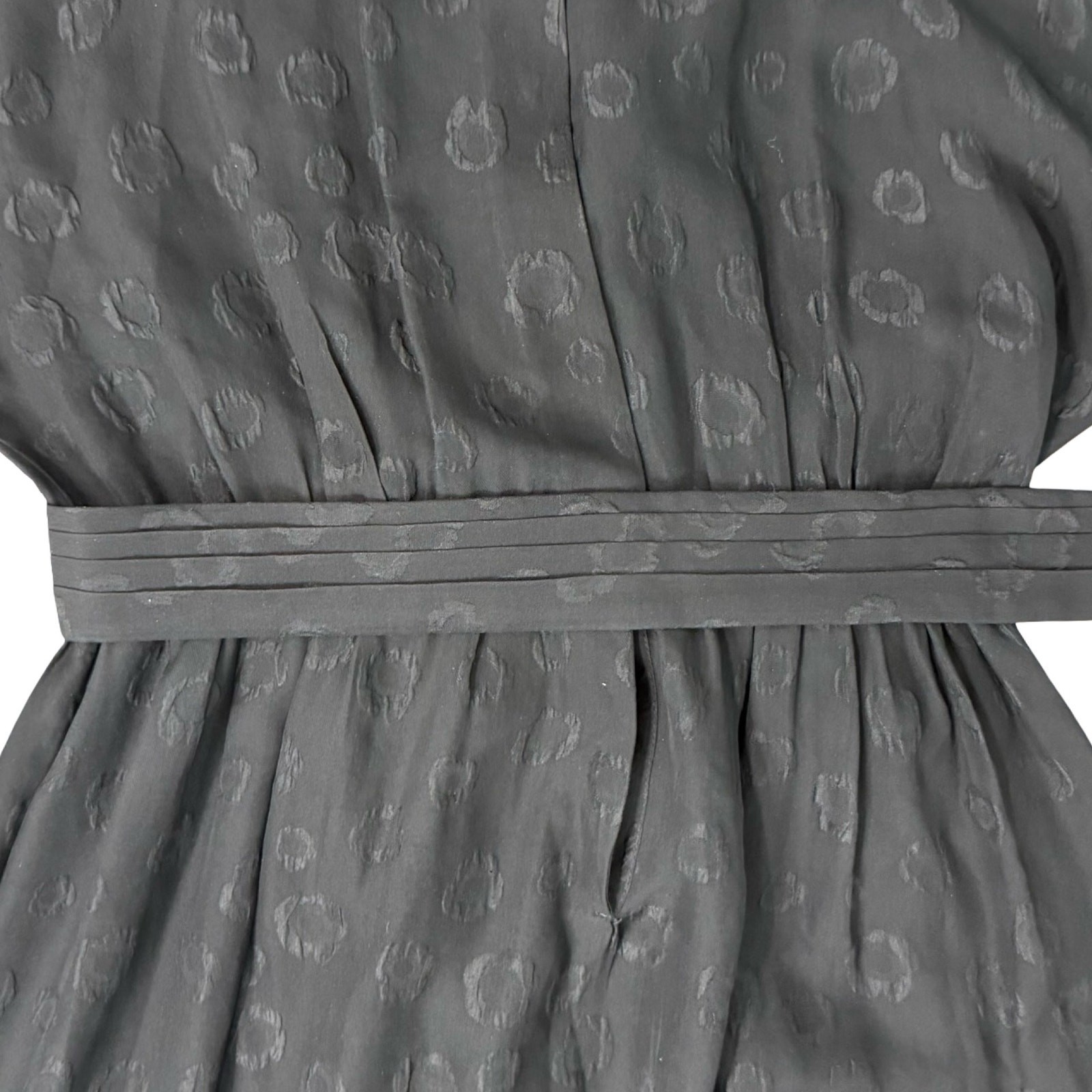 & Other Stories Black Burnout Silk Bracelet Sleeve Belted Midi Dress sz 36 / S
