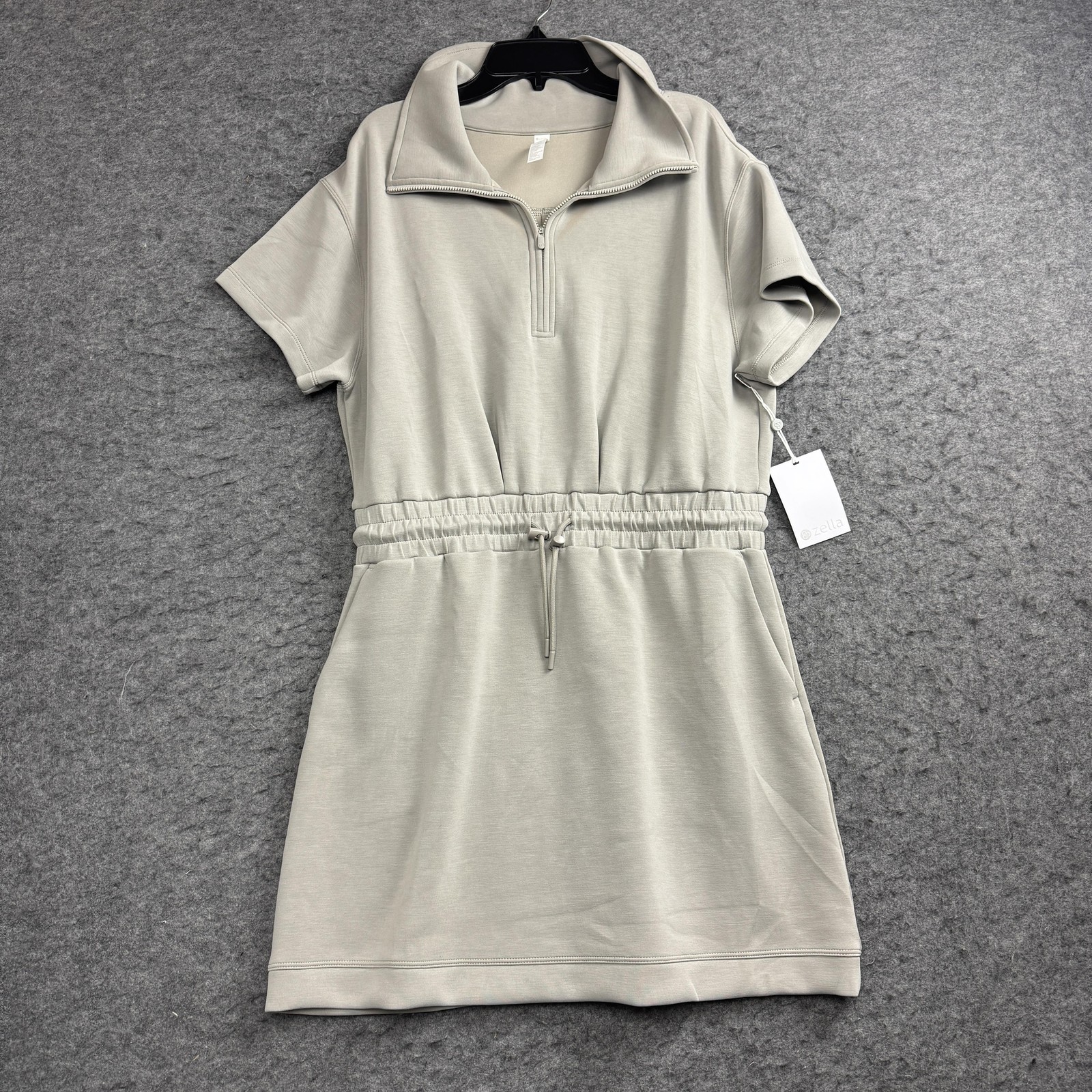 Zella Athleisure Dress Womens M Grey Earl Ultra Soft Scuba Half Zip Short Sleeve