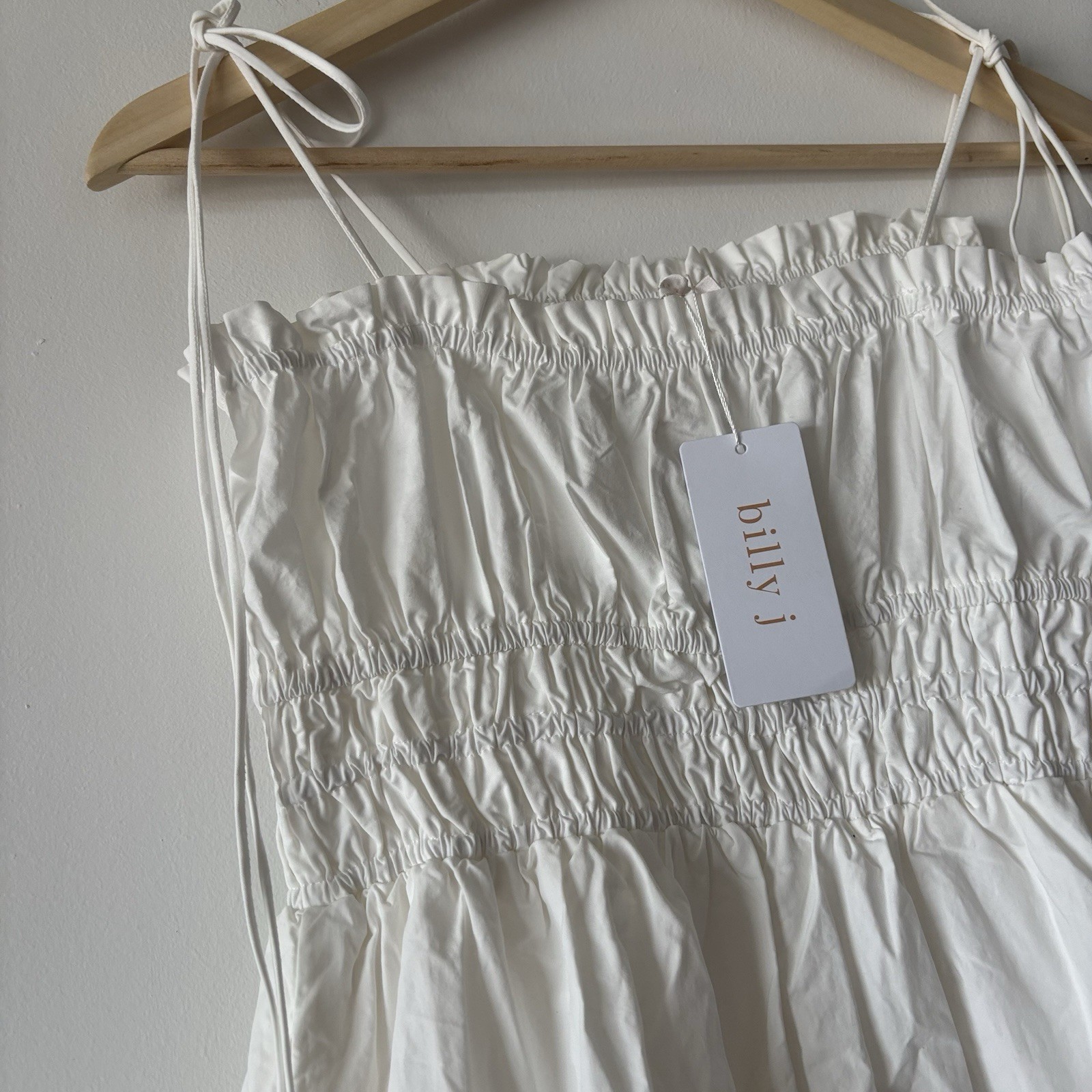 Billy J Cottagecore Milkmaid White Dress Midi Tie Straps Women’s Size 10 Event