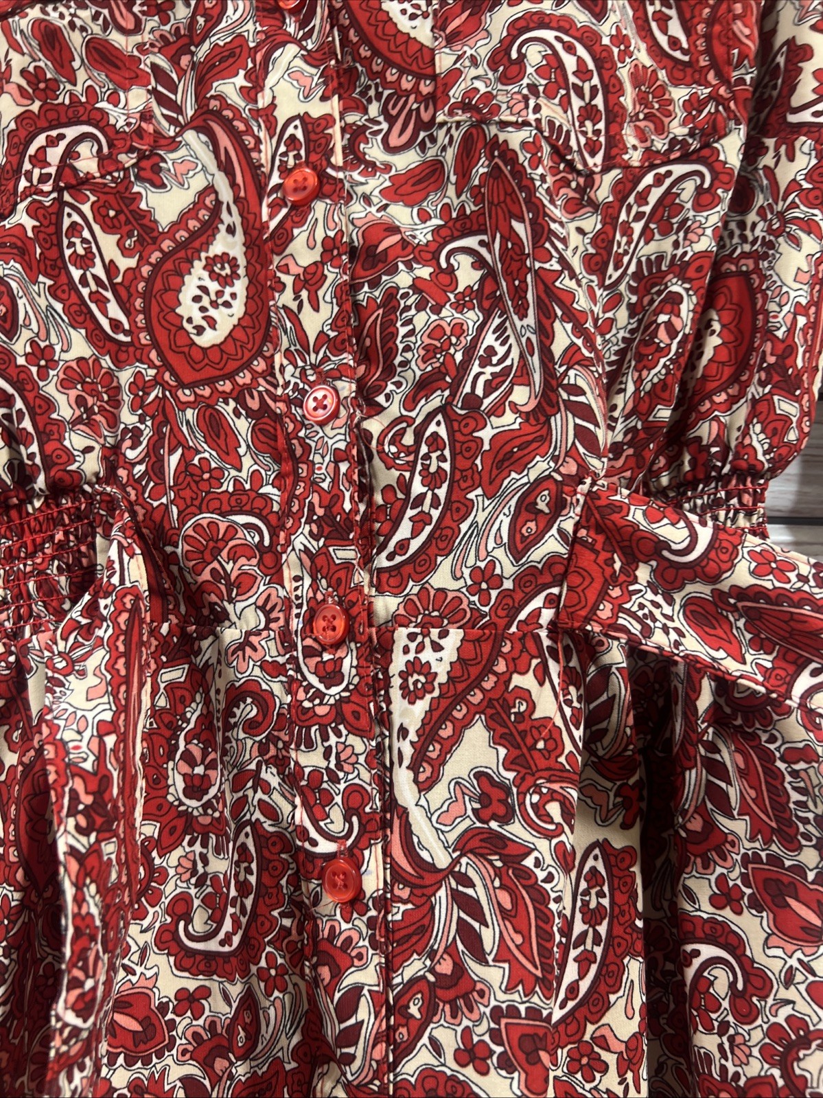 Millenium Womens S Dress red paisley fit flair tie waist knee length western