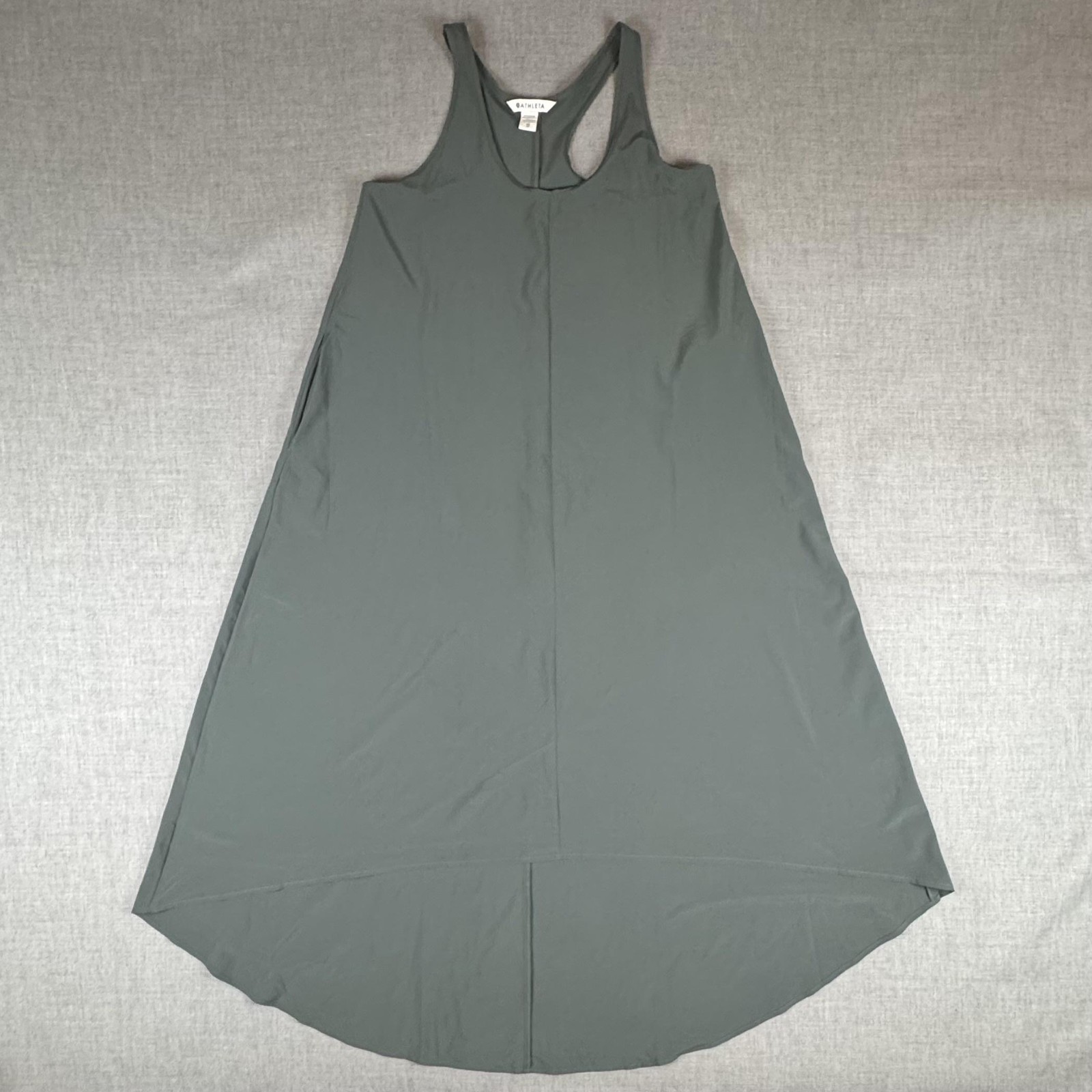 Athleta Santorini Thera Tank Dress Womens XS Green Racerback Midi Pockets Travel