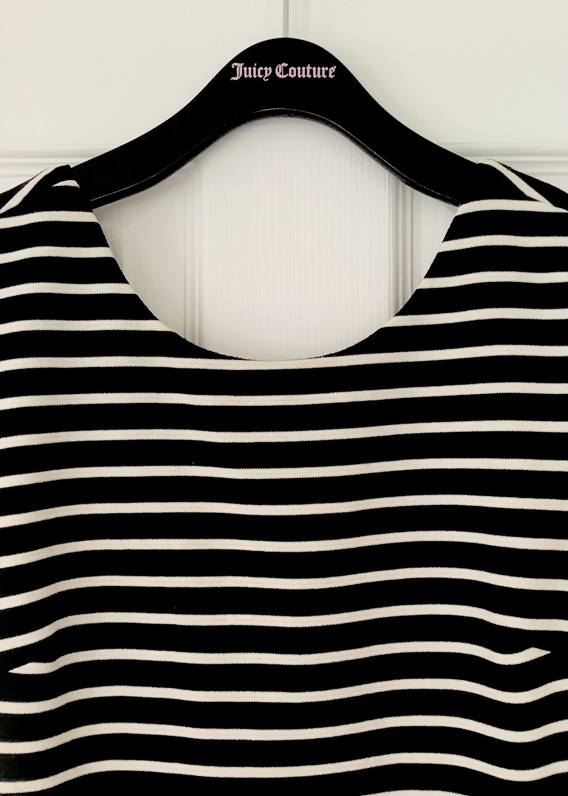 JUICY COUTURE FITTED STRIPE PONTE DRESS Expose Zipper Bodycon Mini BLACK ANGEL S