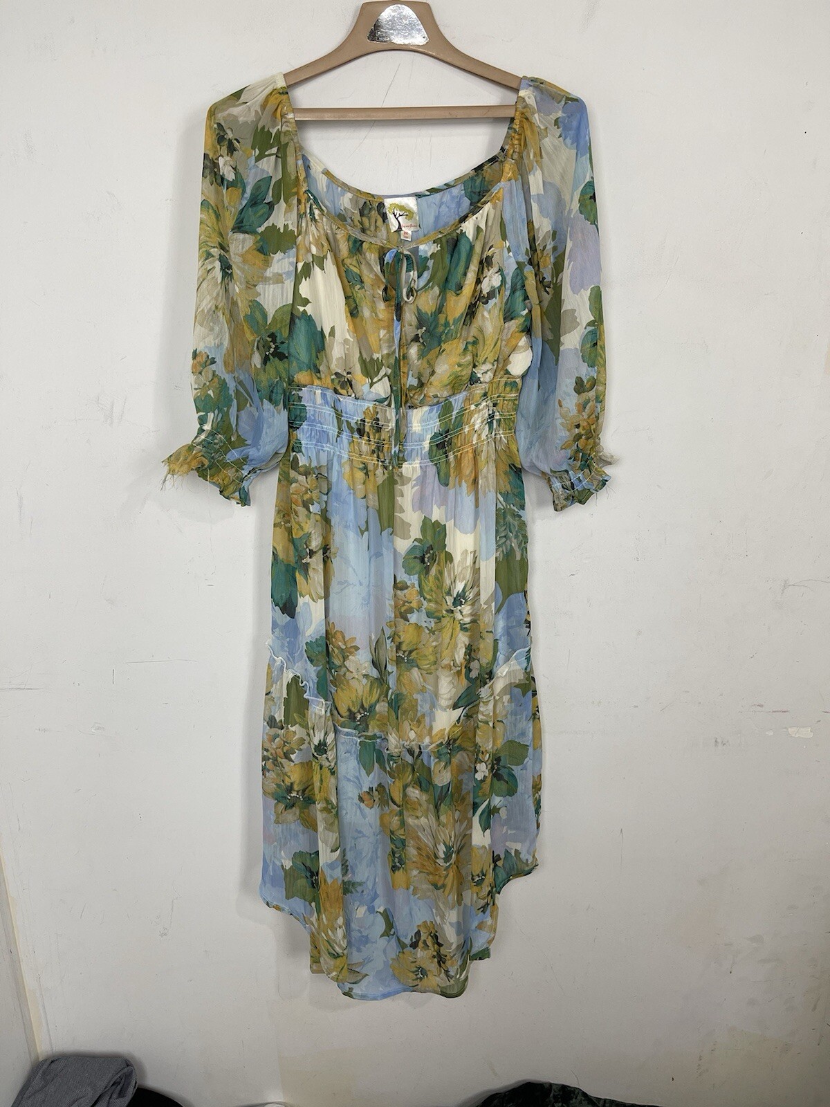 Fig and Flower Womens Dress Medium Floral Festival Fairy Country Milkmaid Garden